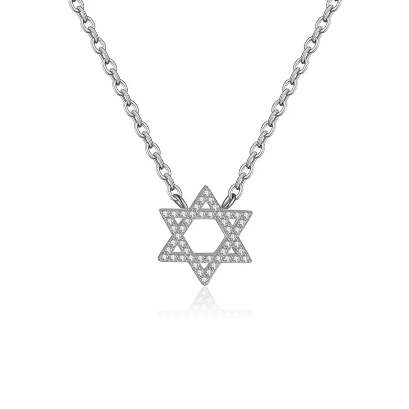 Star Of David Silver Pave Charm Necklace sold by Folklore Shop