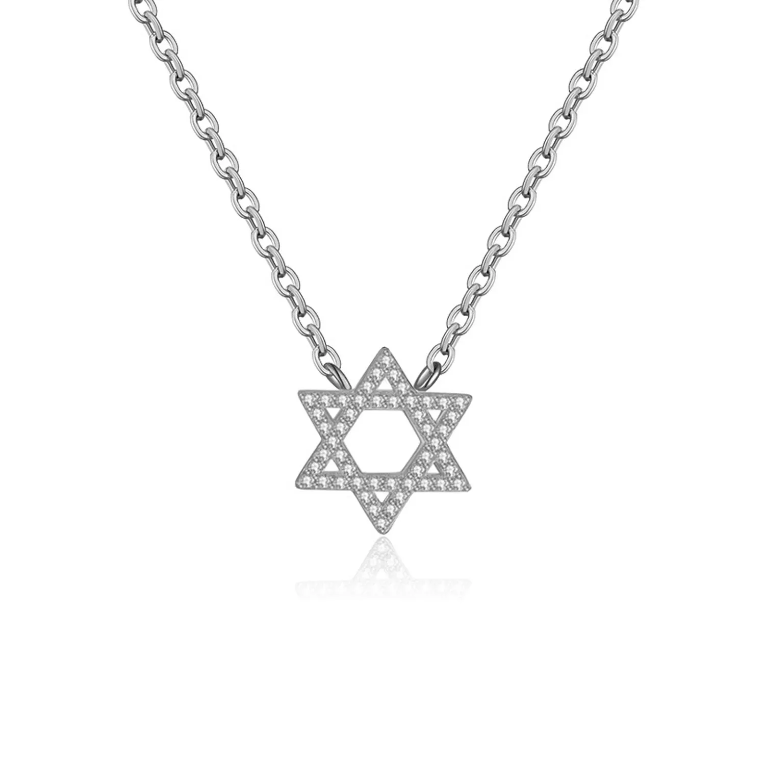 Star Of David Silver Pave Charm Necklace sold by Folklore Shop product image thumbnail 4