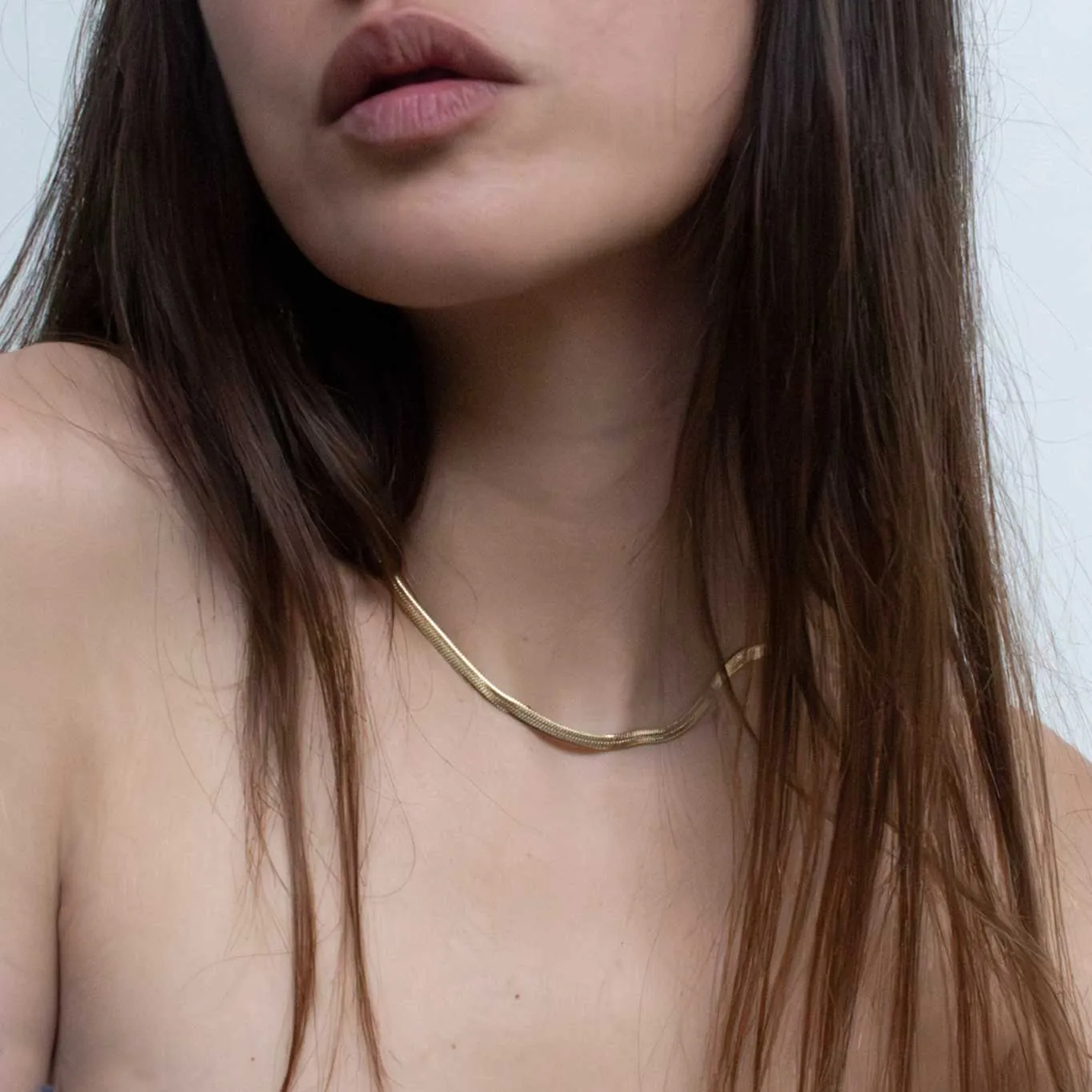Gold Herringbone Chain Necklace sold by Folklore Shop product image thumbnail 4