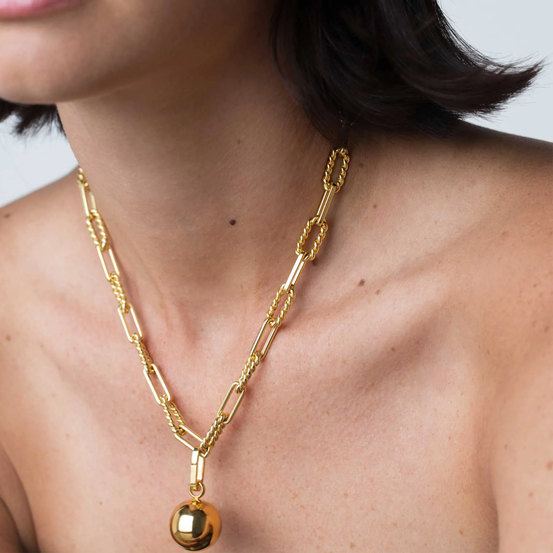 Gold Ball Pendant Necklace sold by Folklore Shop product image thumbnail 2