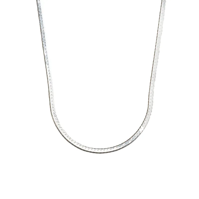 Silver Herringbone Thin Chain Necklace sold by Folklore Shop