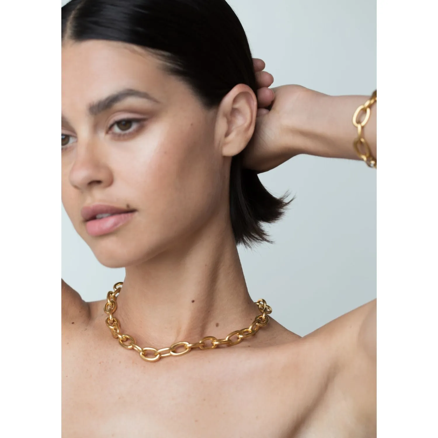 Chunky Round Chain Gold Necklace sold by Folklore Shop product image thumbnail 4