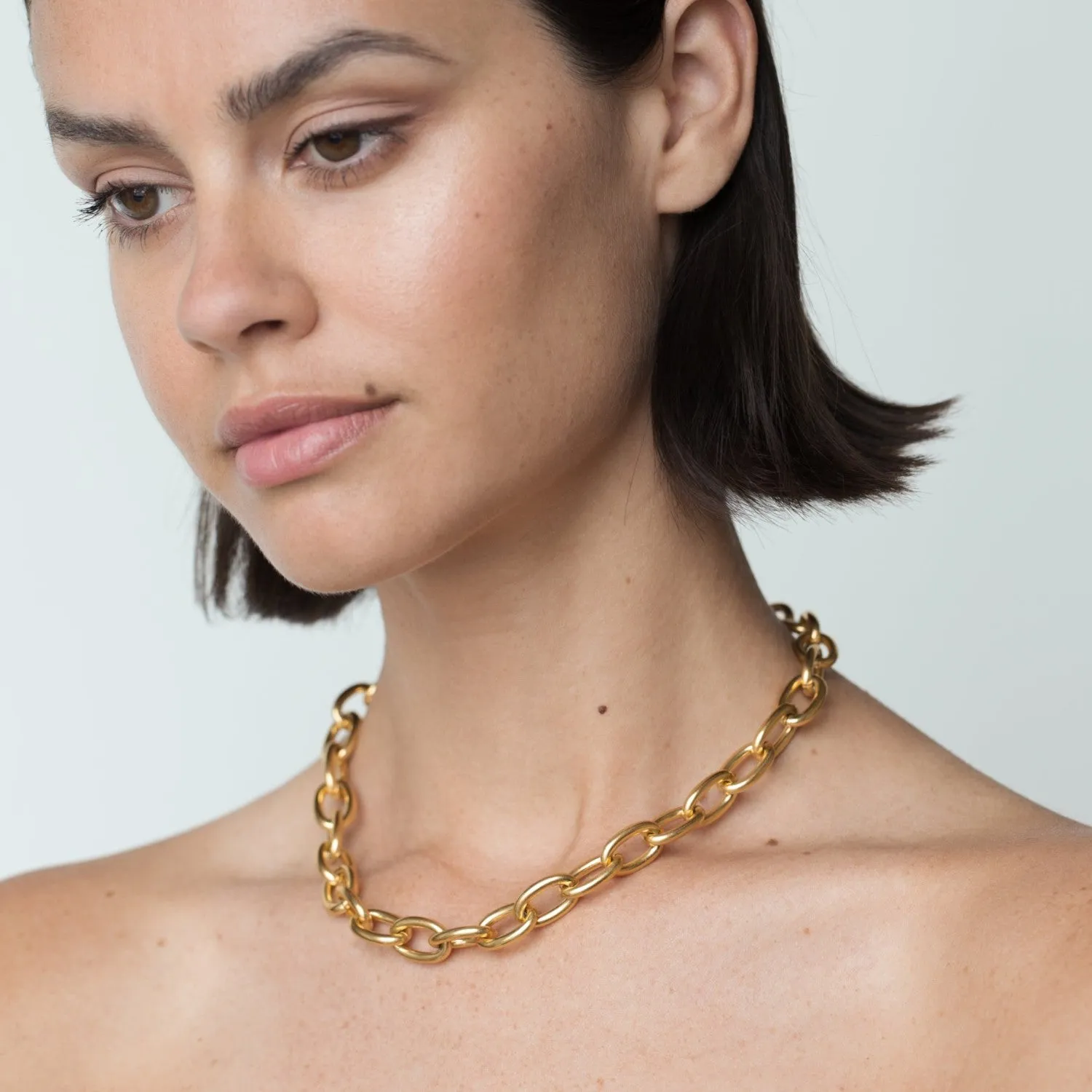 Chunky Round Chain Gold Necklace sold by Folklore Shop product image thumbnail 2