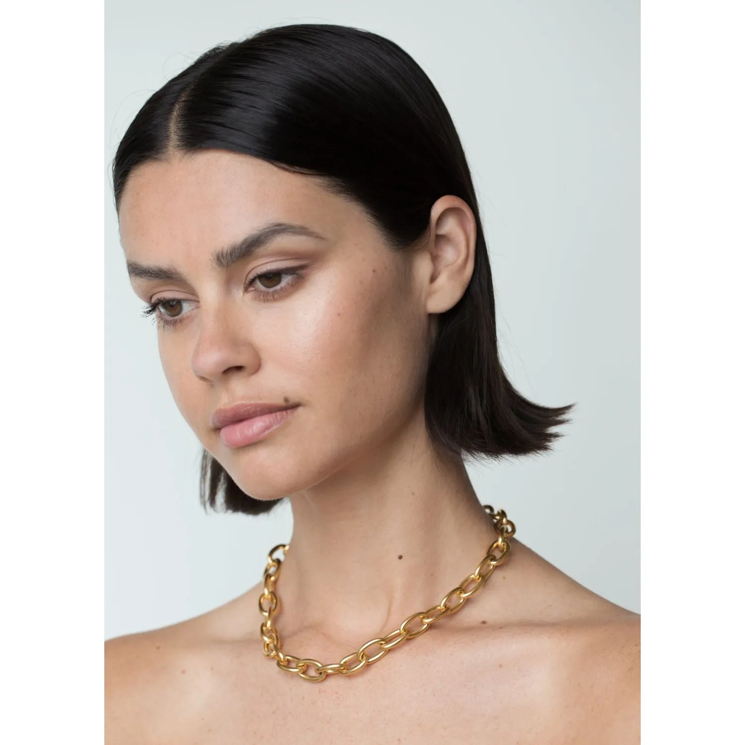 Chunky Round Chain Gold Necklace sold by Folklore Shop product image thumbnail 3