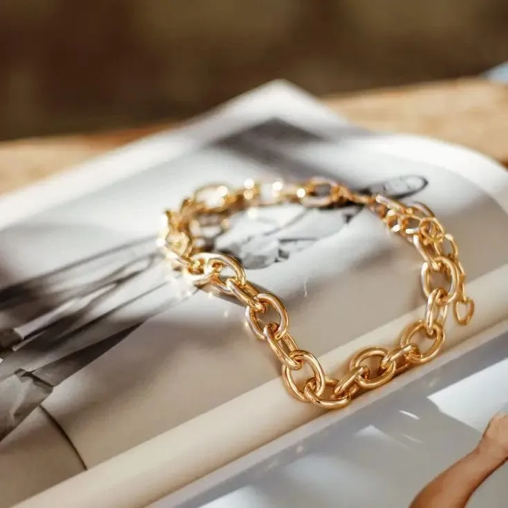 Chunky Round Gold Chain Bracelet sold by Folklore Shop product image thumbnail 4