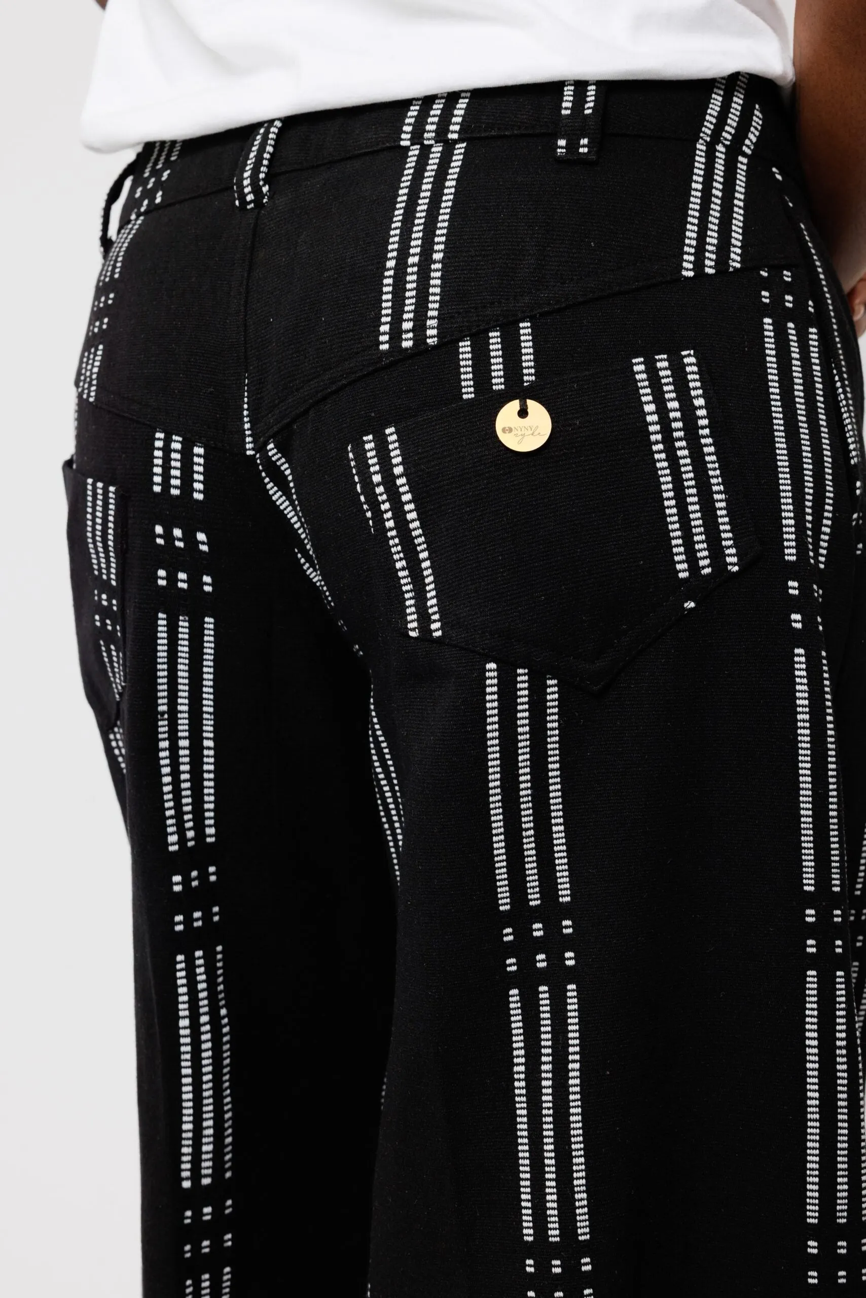 KEYS, Black Denim-Style Wide-Leg Trousers sold by Folklore Shop product image thumbnail 3