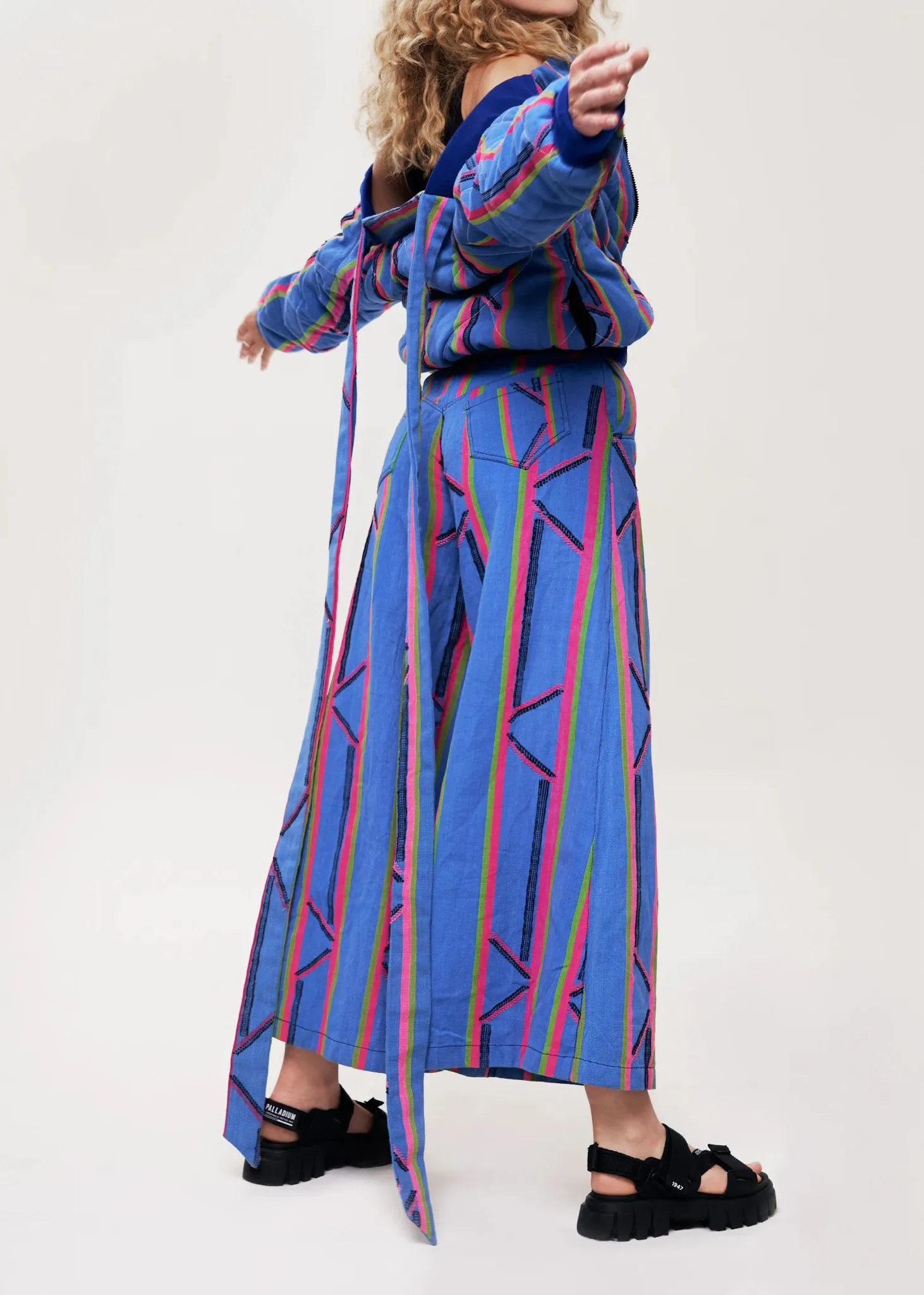 KEYS, Denim-Style Wide-Leg Trousers sold by Folklore Shop product image thumbnail 4