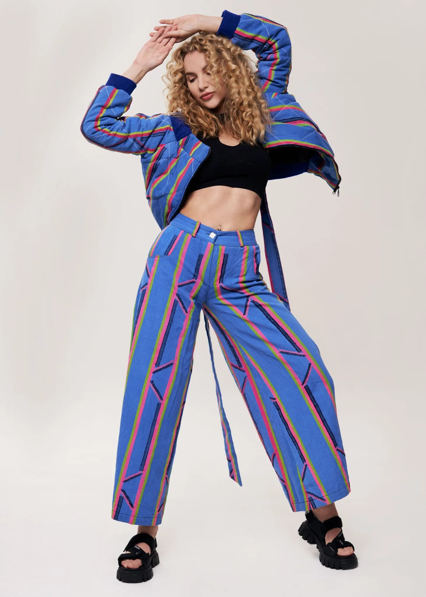 KEYS, Denim-Style Wide-Leg Trousers sold by Folklore Shop product image thumbnail 2