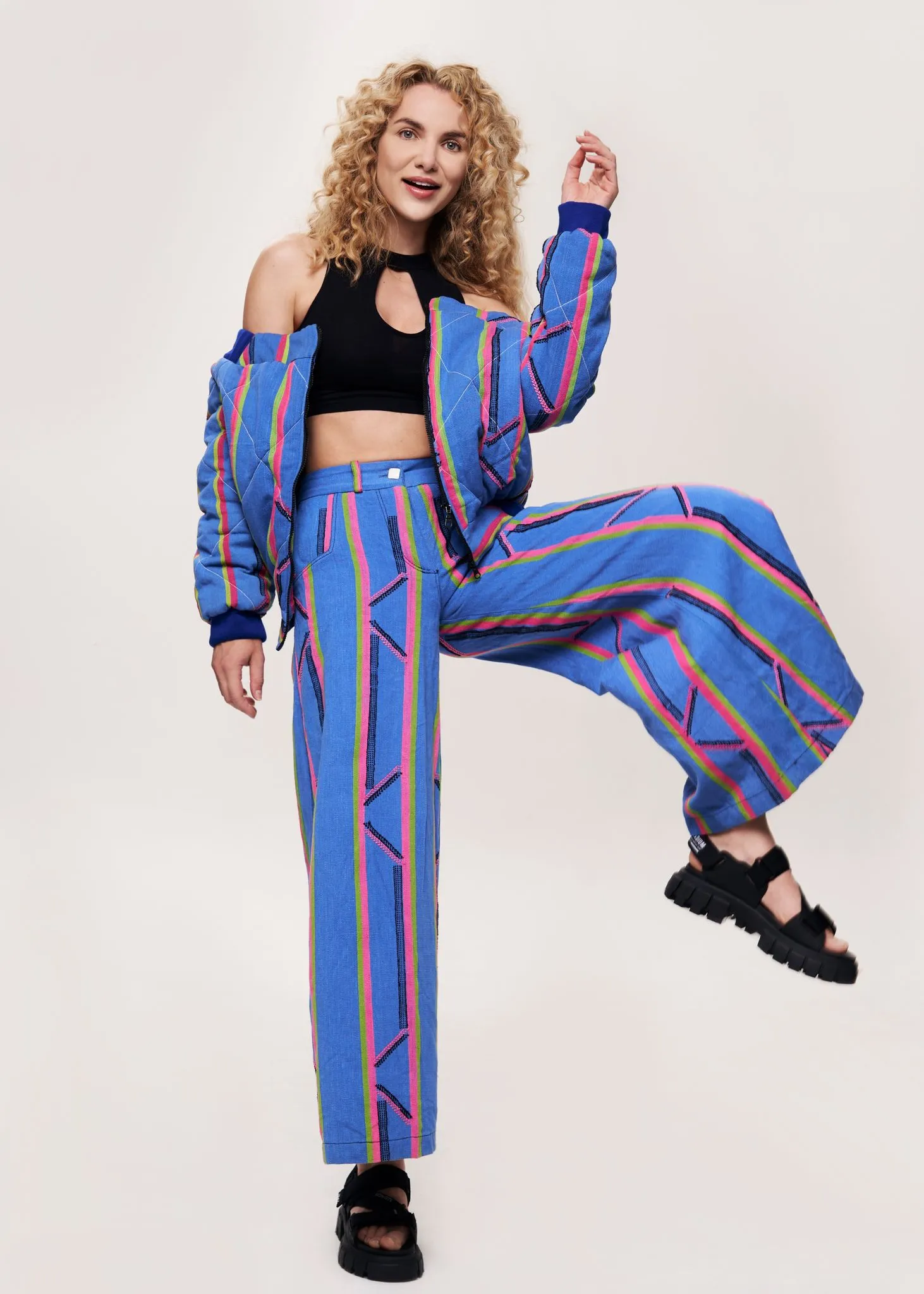 KEYS, Denim-Style Wide-Leg Trousers sold by Folklore Shop product image thumbnail 3