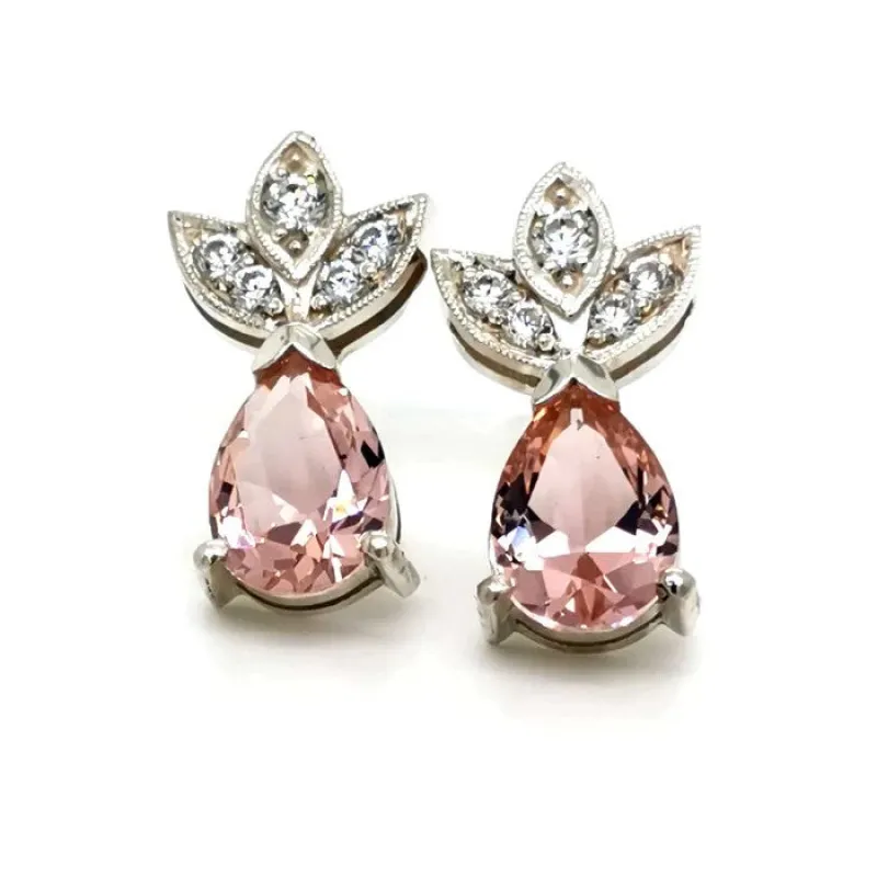 Pink Pear Cut Earrings made by Folklore Shop