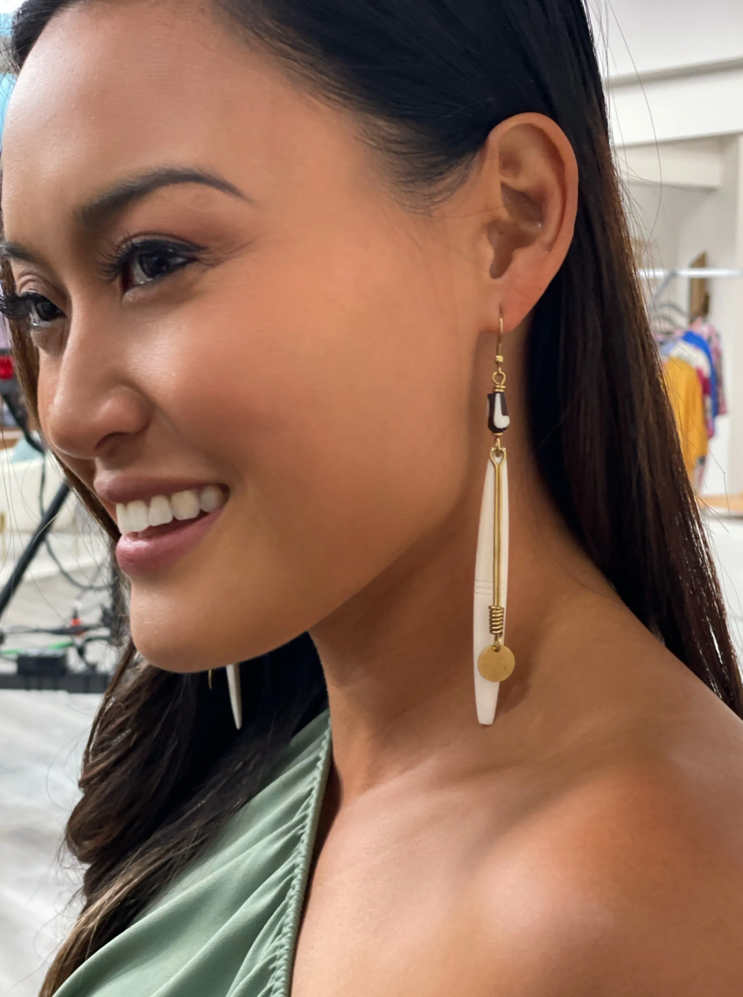 Imani Earrings – Minimalist Statement Earrings, Lightweight Handcrafted Brass Design sold by Folklore Shop product image thumbnail 4