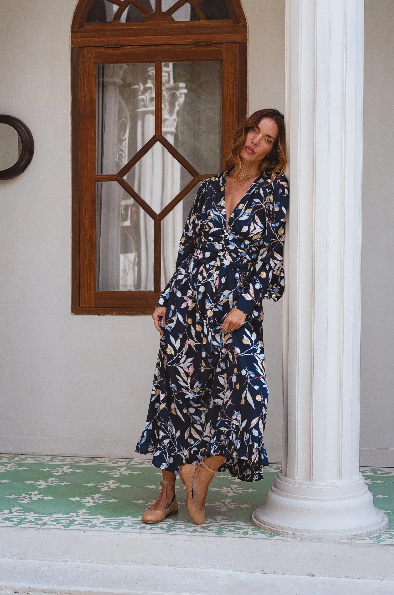 Elise Long Sleeve Maxi Dress - Majorelle sold by Folklore Shop product image thumbnail 5