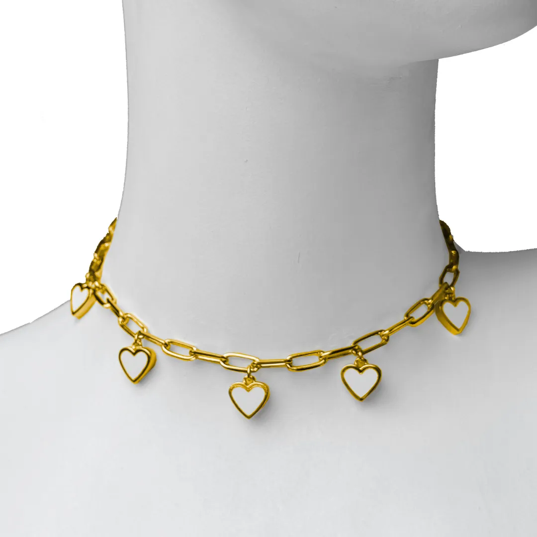 Heart Charm Choker White sold by Folklore Shop
