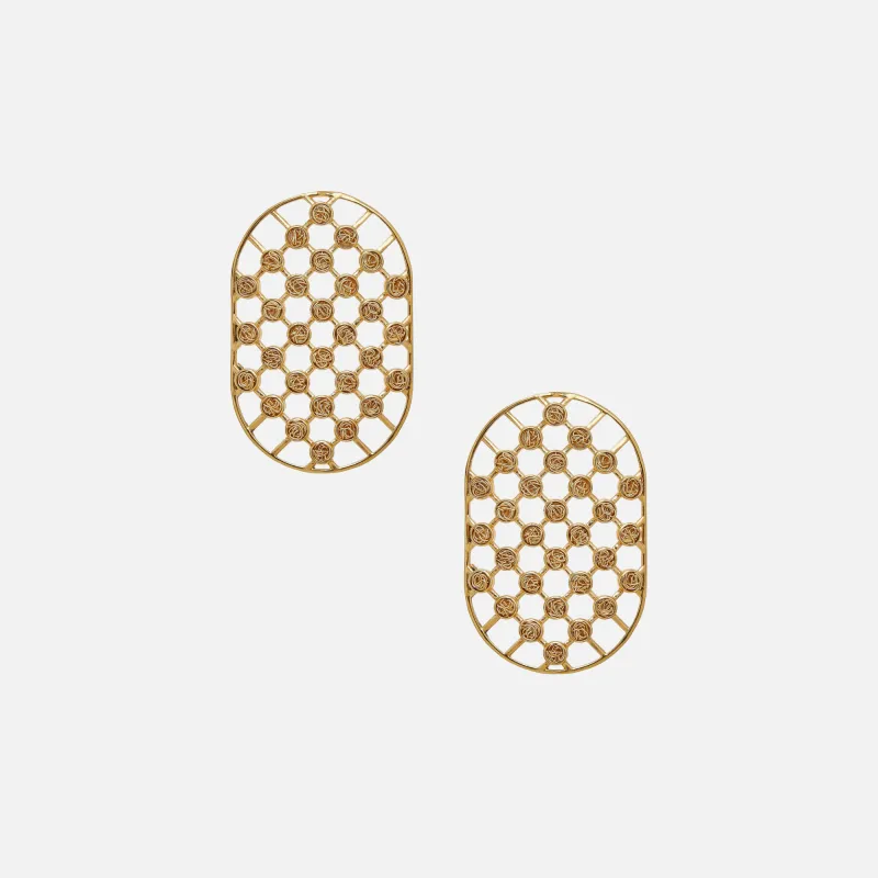Net Gold Statement Earrings sold by Folklore Shop