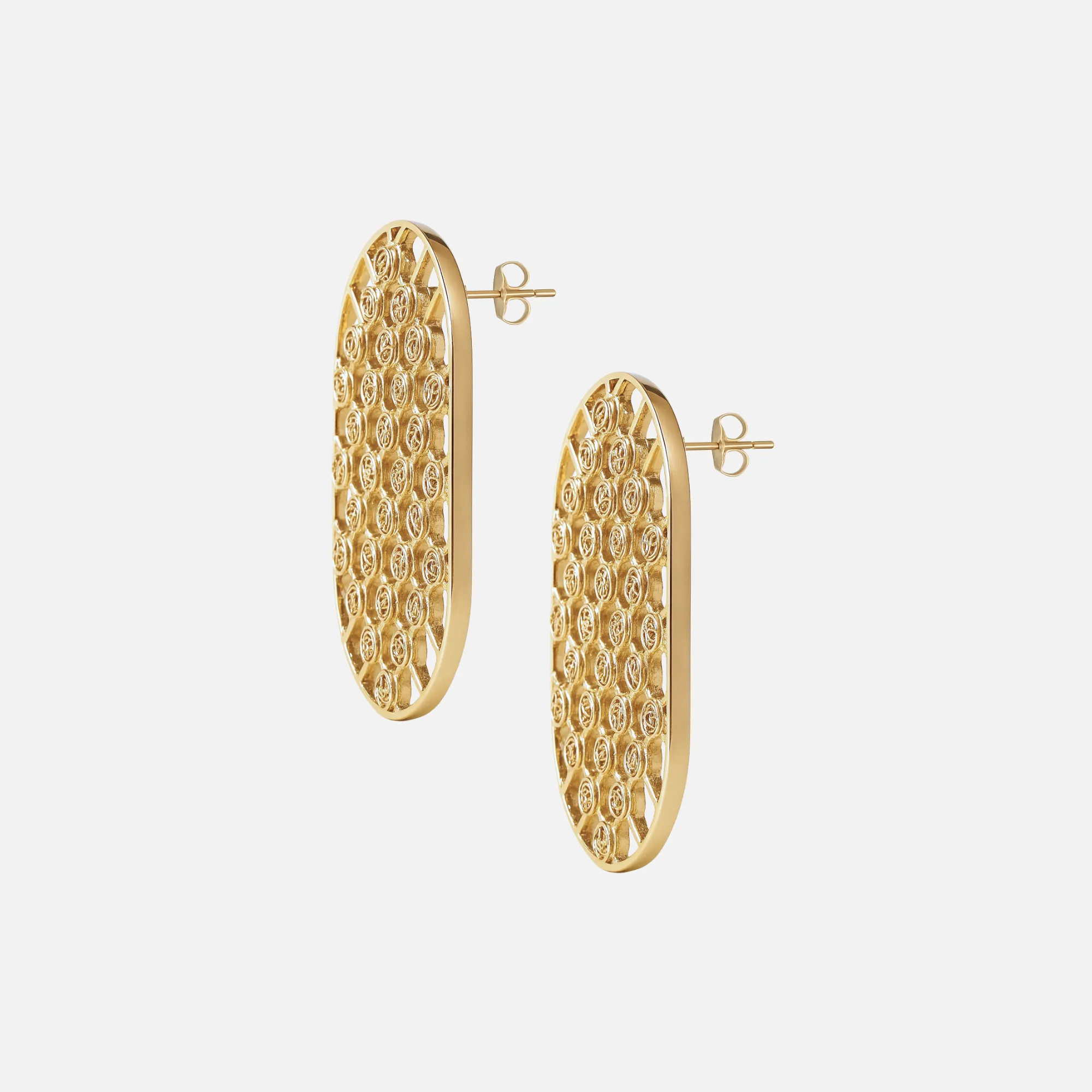 Net Gold Statement Earrings sold by Folklore Shop product image thumbnail 2