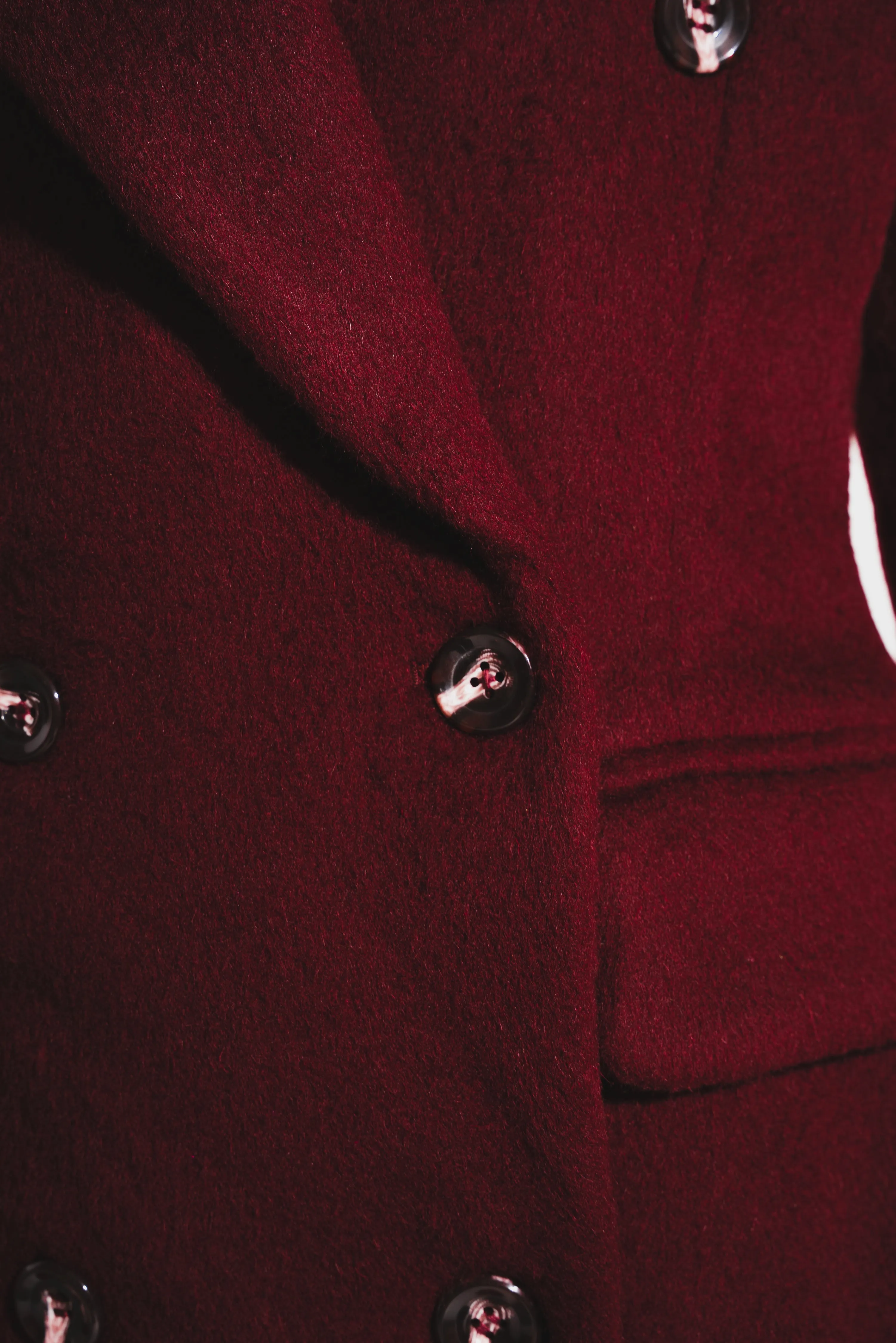Iman Wool Long Jacket In Burgundy sold by Folklore Shop product image thumbnail 4