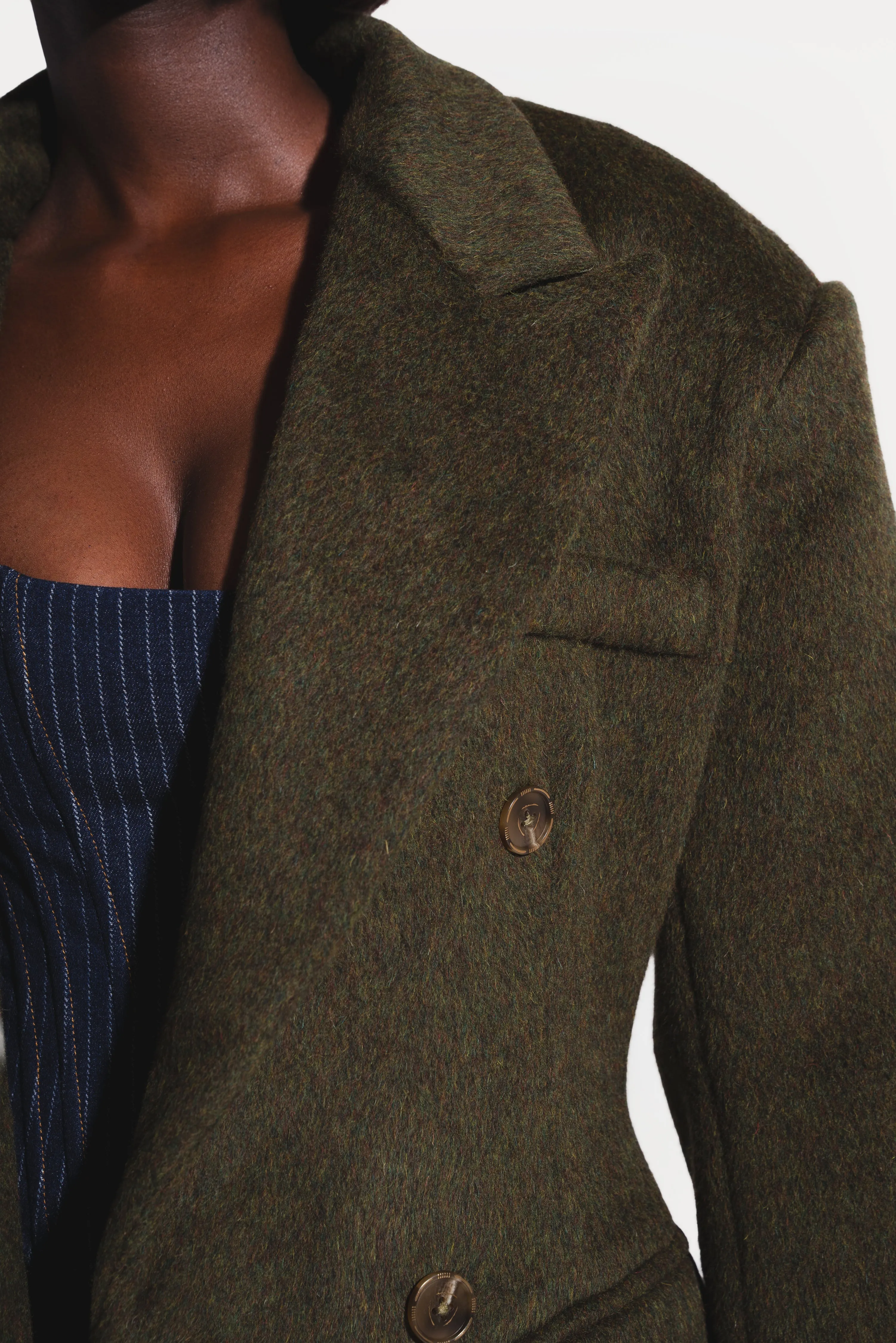 Iman Wool Long Jacket In Olive sold by Folklore Shop product image thumbnail 5