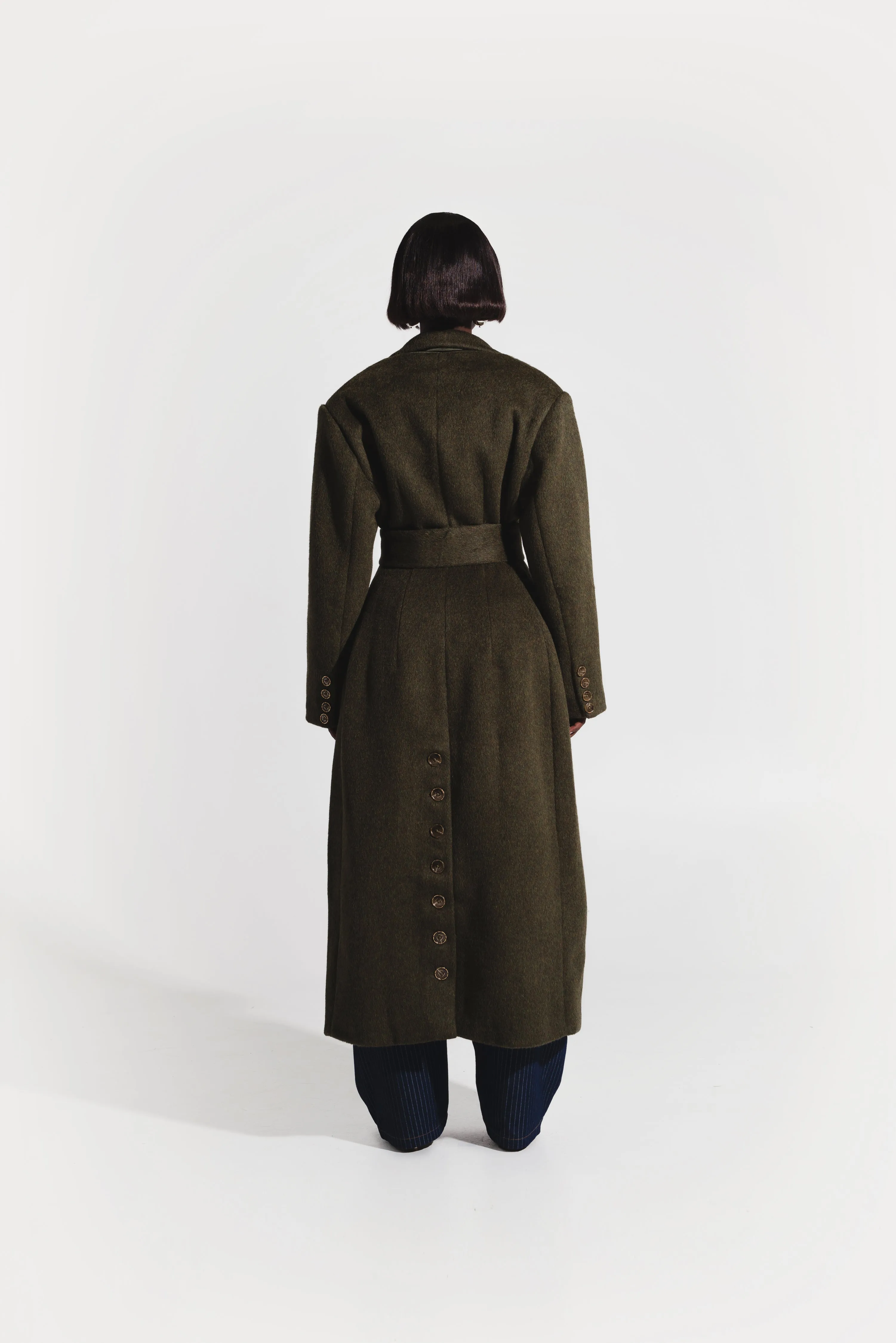 Iman Wool Long Jacket In Olive sold by Folklore Shop product image thumbnail 3