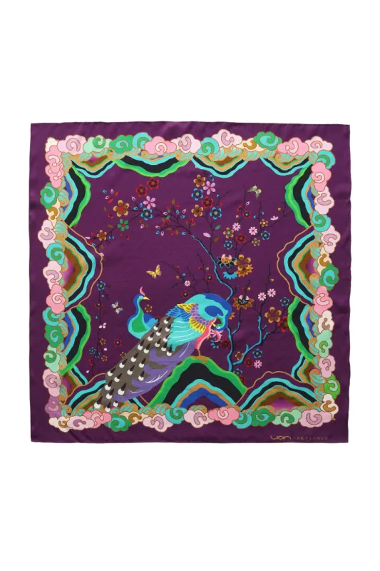 Wendy Morrison x SKYLENCE Kujaku Peacock Silk Scarf sold by Folklore Shop