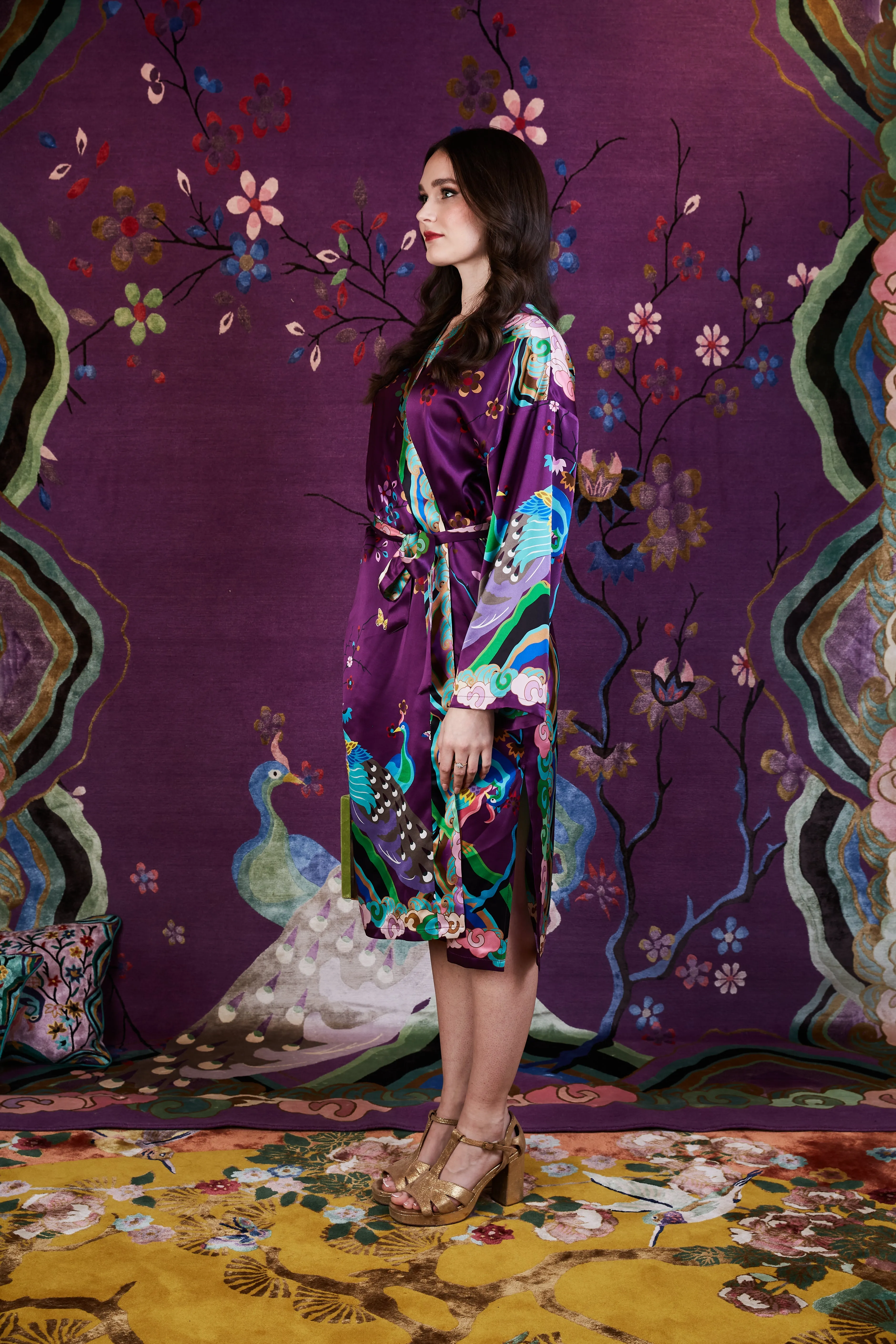 Wendy Morrison X Skylence Kujaku Peacock Silk Kimono sold by Folklore Shop product image thumbnail 3