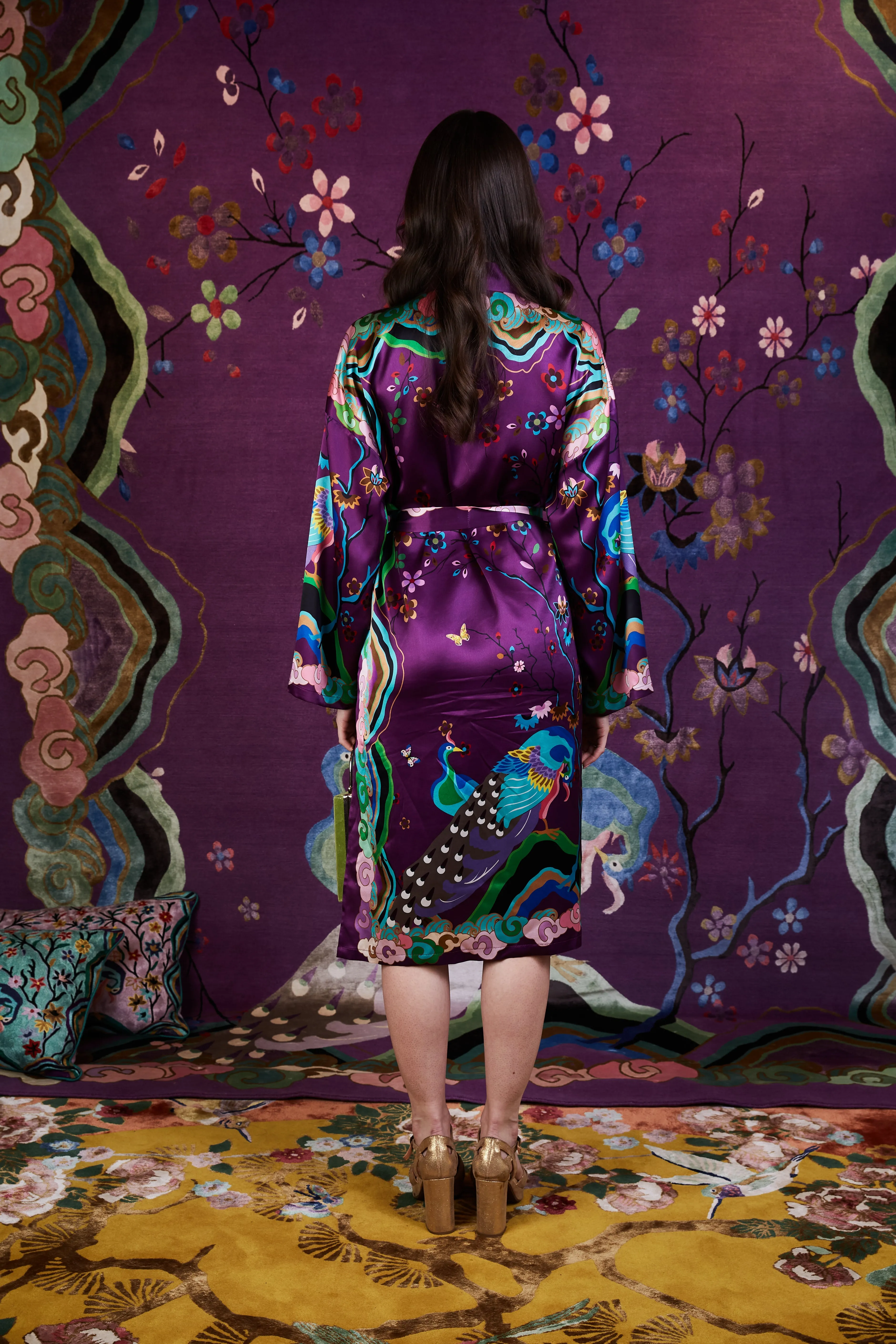 Wendy Morrison X Skylence Kujaku Peacock Silk Kimono sold by Folklore Shop product image thumbnail 4