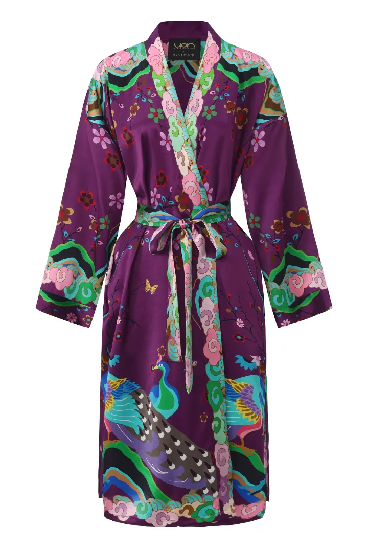 Wendy Morrison X Skylence Kujaku Peacock Silk Kimono sold by Folklore Shop
