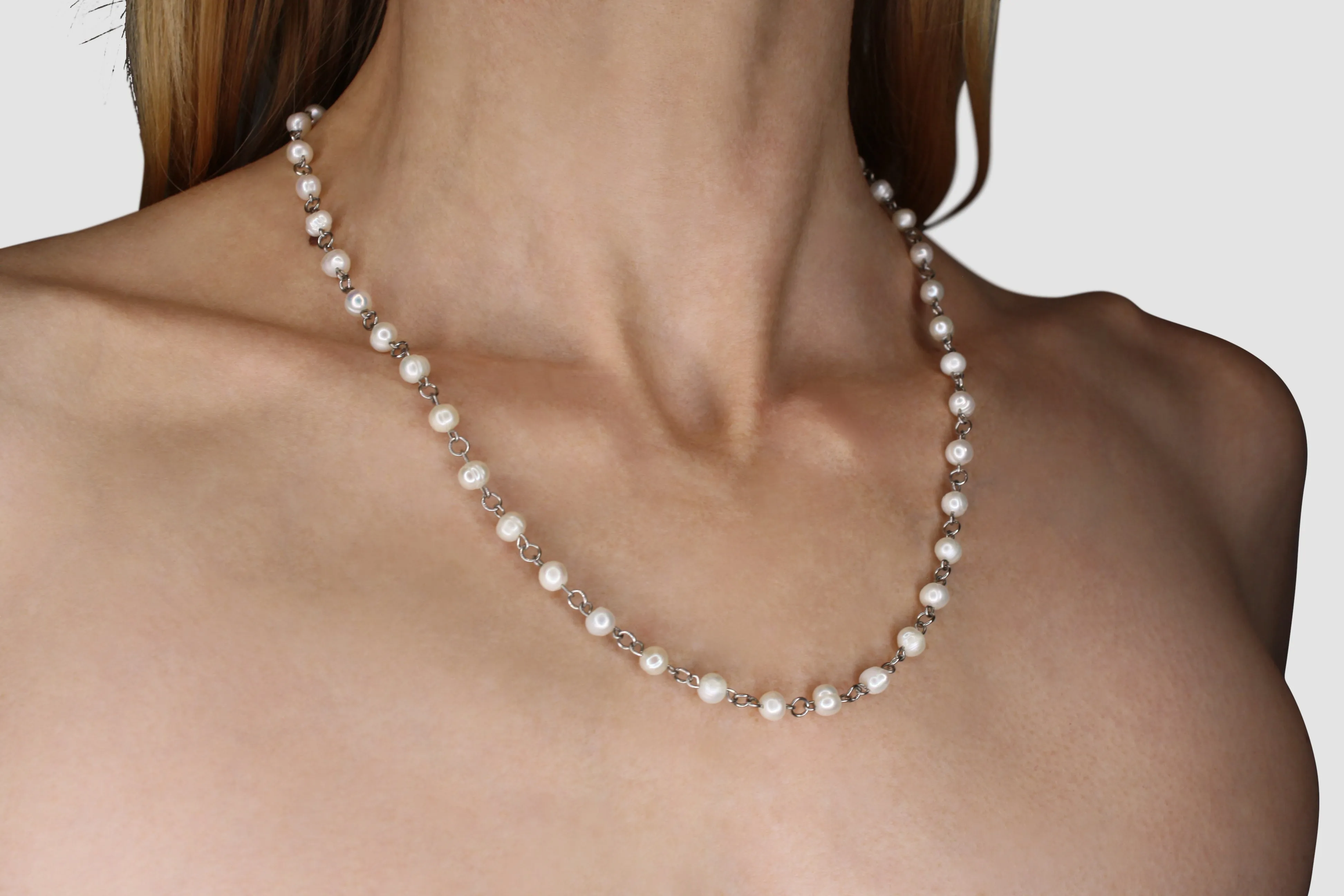 White Pearl Linked Necklace sold by Folklore Shop product image thumbnail 3