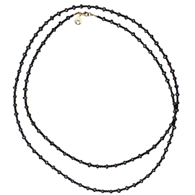 Beaded Black Pearl Necklace sold by Folklore Shop