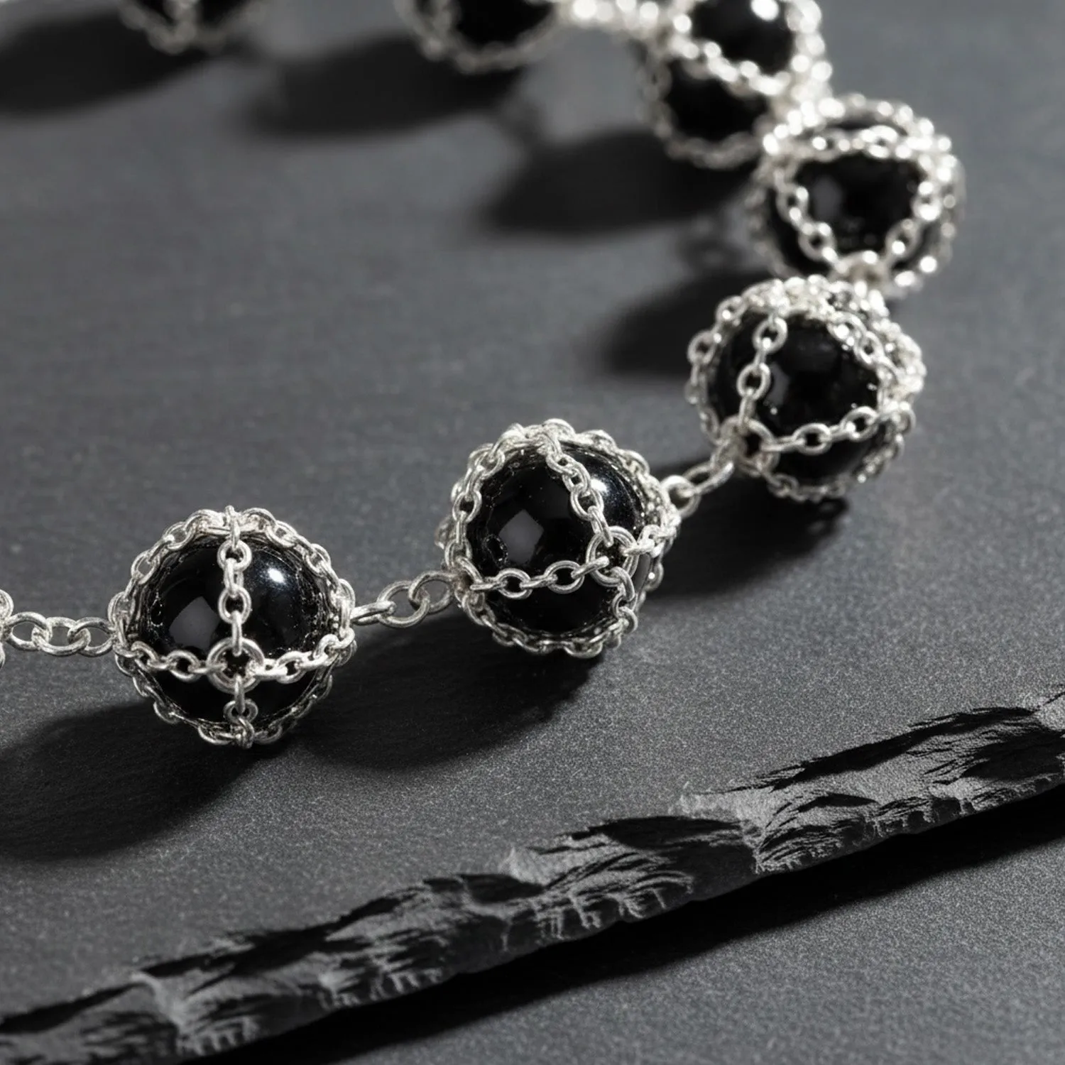 Caged Onyx Silver Necklace sold by Folklore Shop product image thumbnail 3