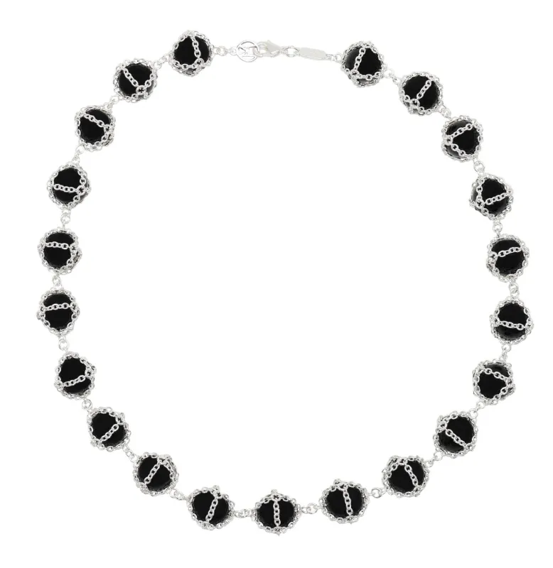 Caged Onyx Silver Necklace made by MHART
