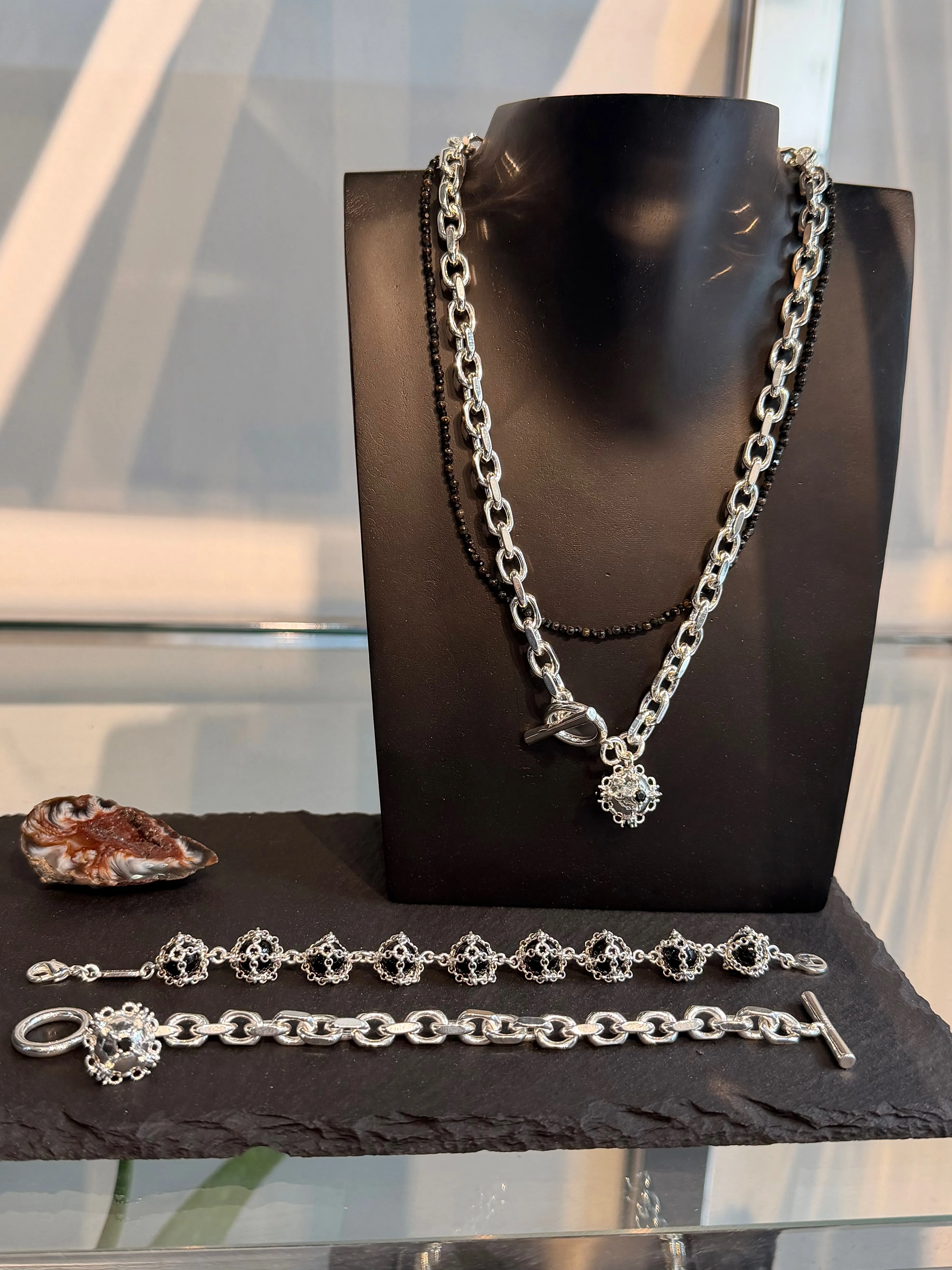 Sculpted Caged Sphere Chain Necklace sold by Folklore Shop product image thumbnail 2