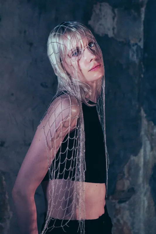 Long Silver Chain Scarf sold by Folklore Shop