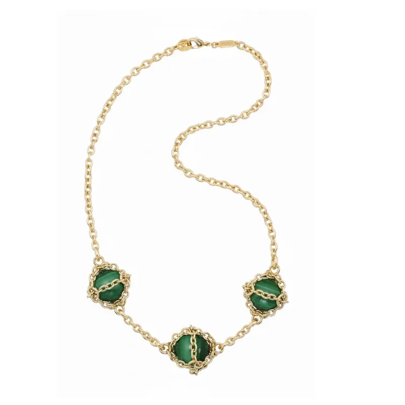 Triple Caged Malachite Necklace sold by Folklore Shop