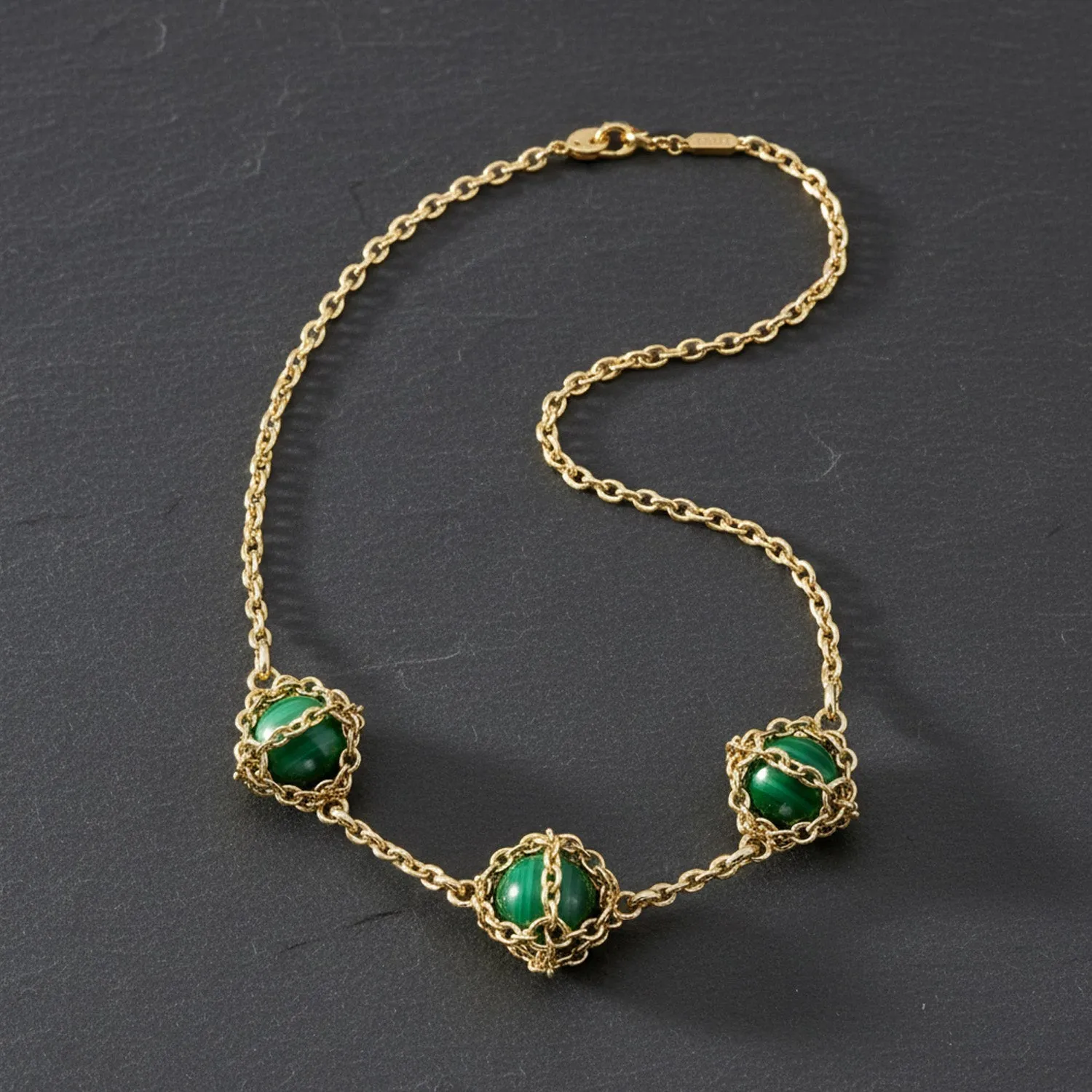 Triple Caged Malachite Necklace sold by Folklore Shop product image thumbnail 3