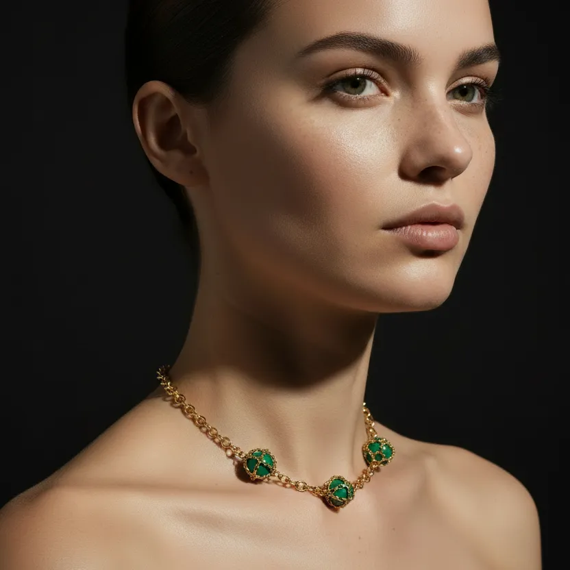 Triple Caged Malachite Necklace sold by Folklore Shop product image thumbnail 2