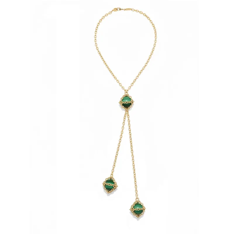 Double Malachite Drop Lariat sold by Folklore Shop