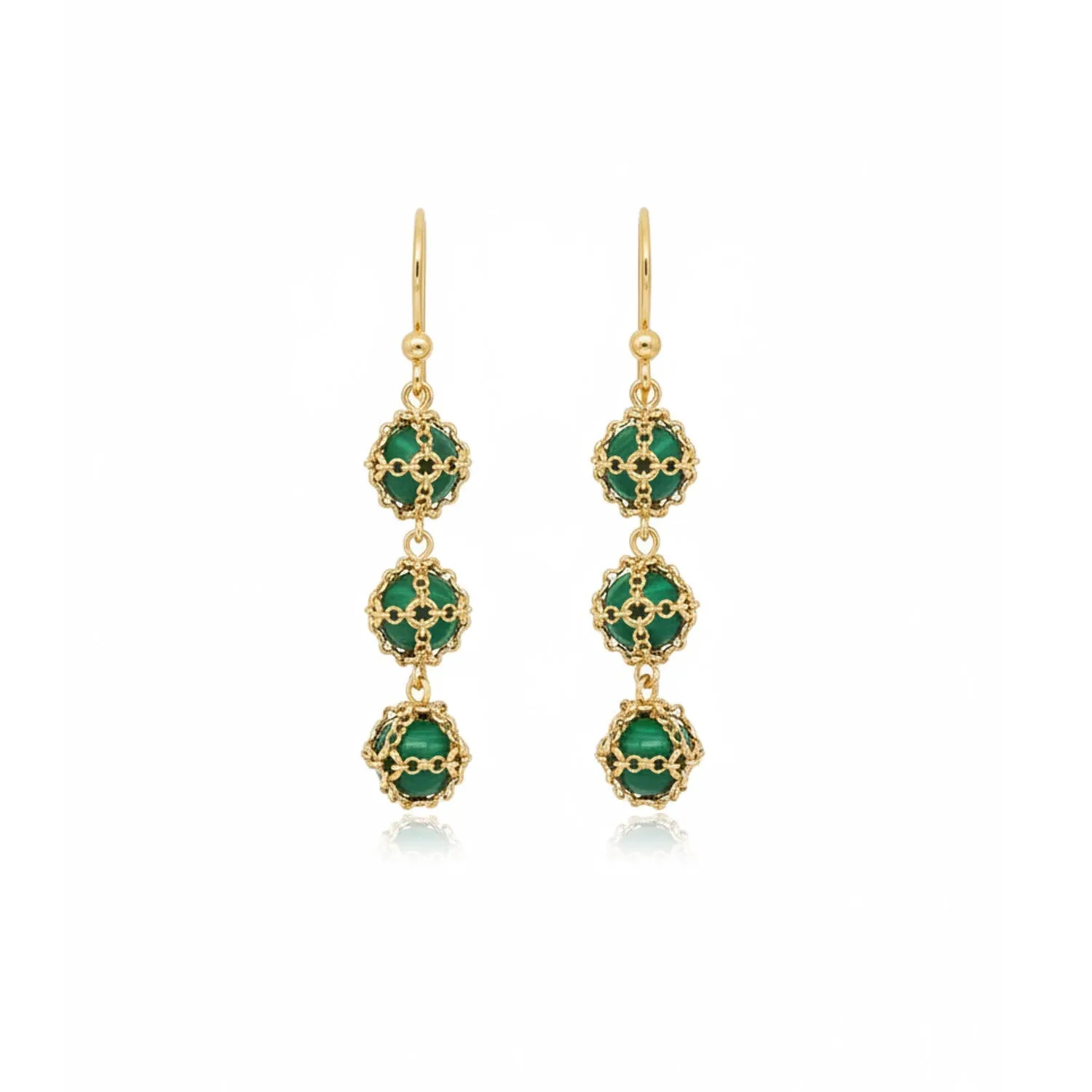 Stacked Caged Malachite Earrings sold by Folklore Shop
