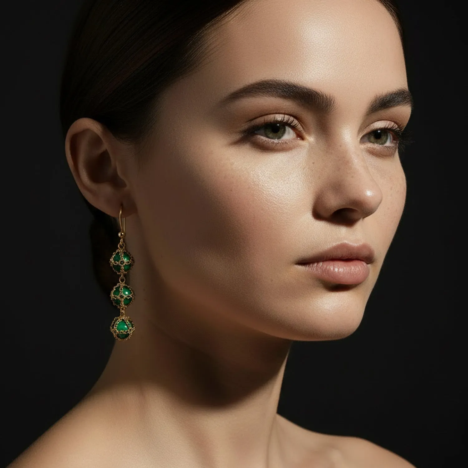 Stacked Caged Malachite Earrings sold by Folklore Shop product image thumbnail 2