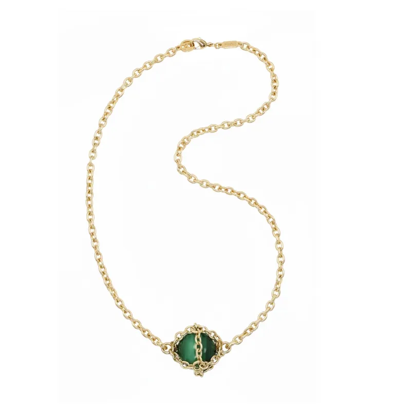 Caged Malachite Pendant Necklace sold by Folklore Shop