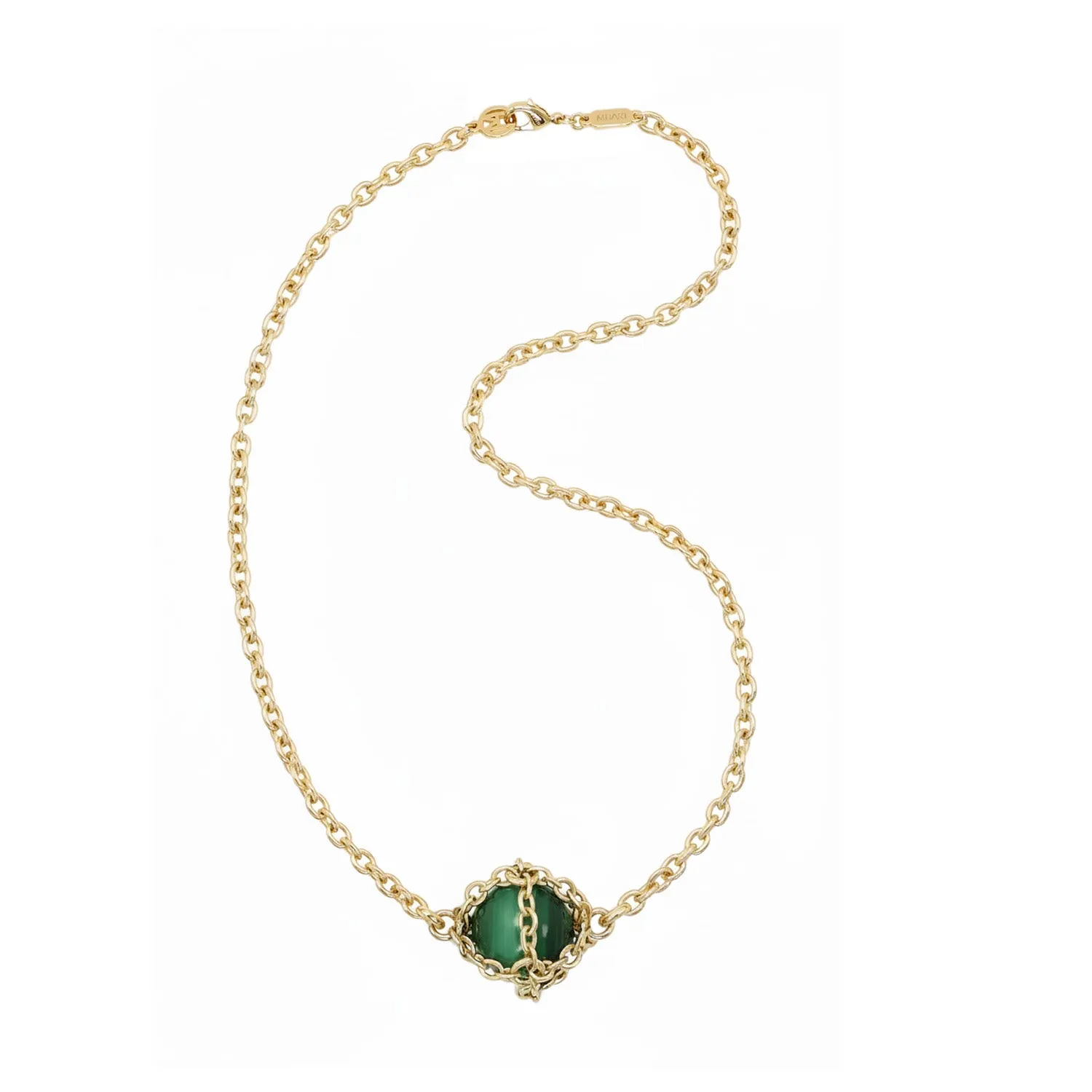 Caged Malachite Pendant Necklace sold by Folklore Shop