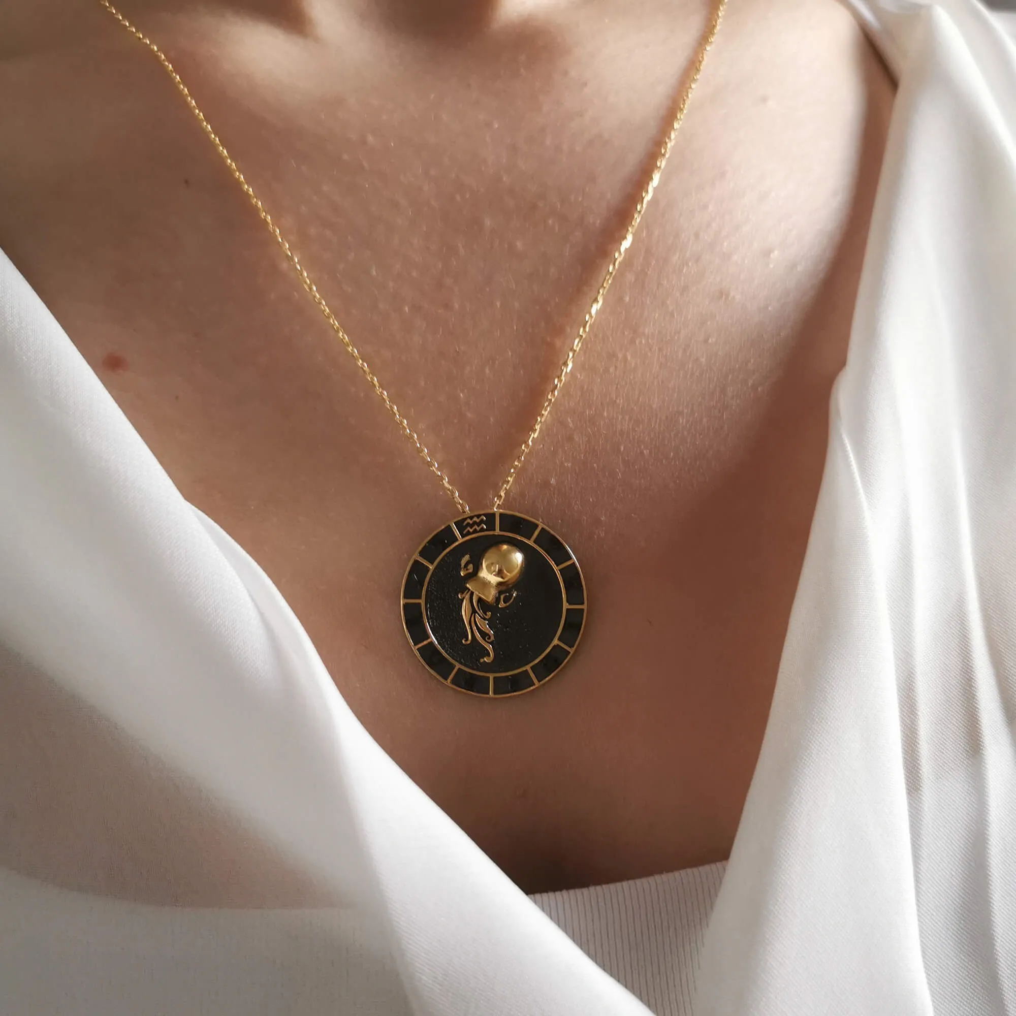 Aquarius Zodiac Necklace sold by Folklore Shop product image thumbnail 2