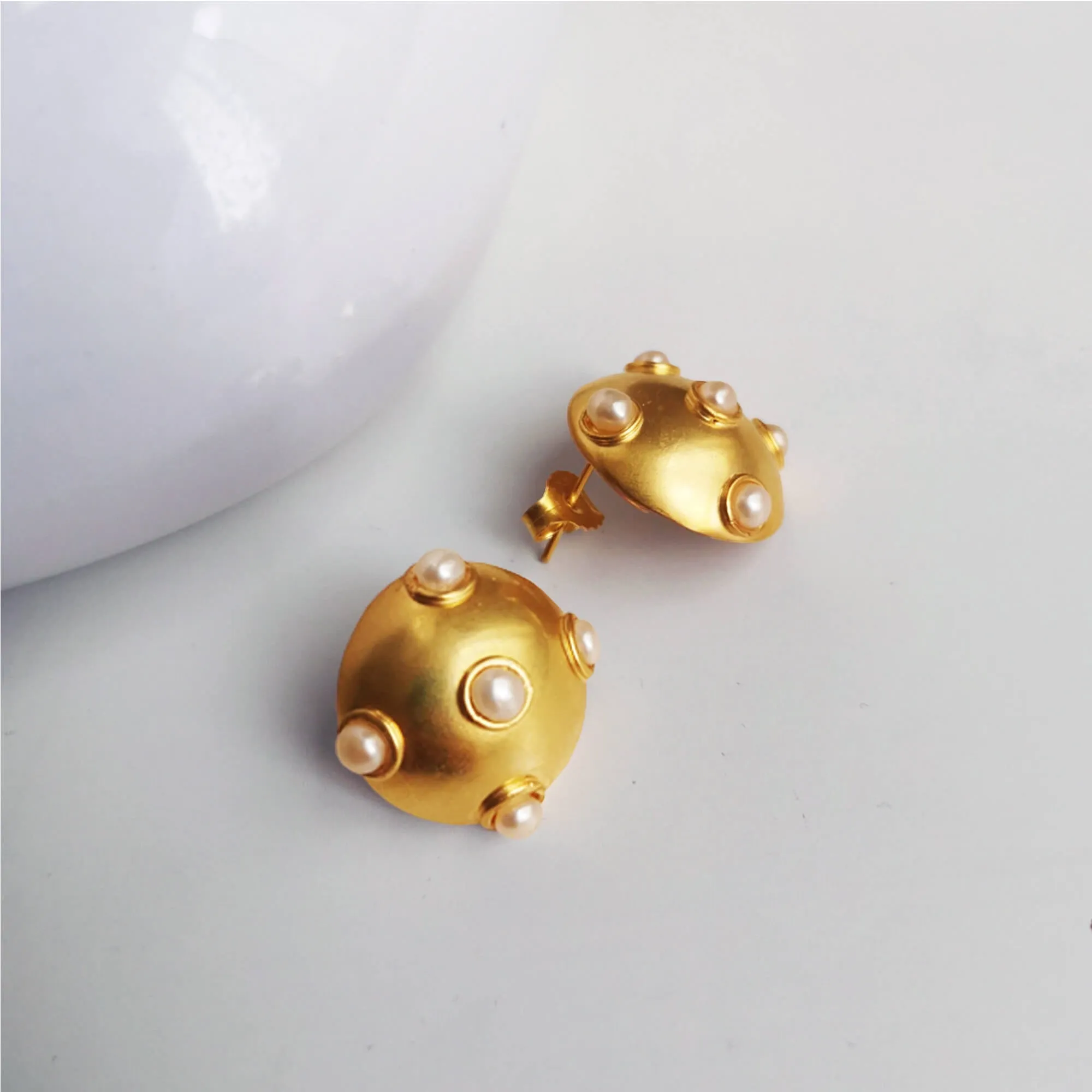 Pearl Ball Earrings sold by Folklore Shop
