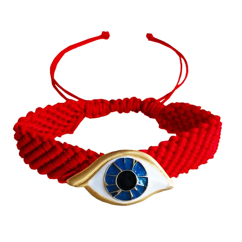 Eye Knitted Red Bracelet made by Folklore Shop