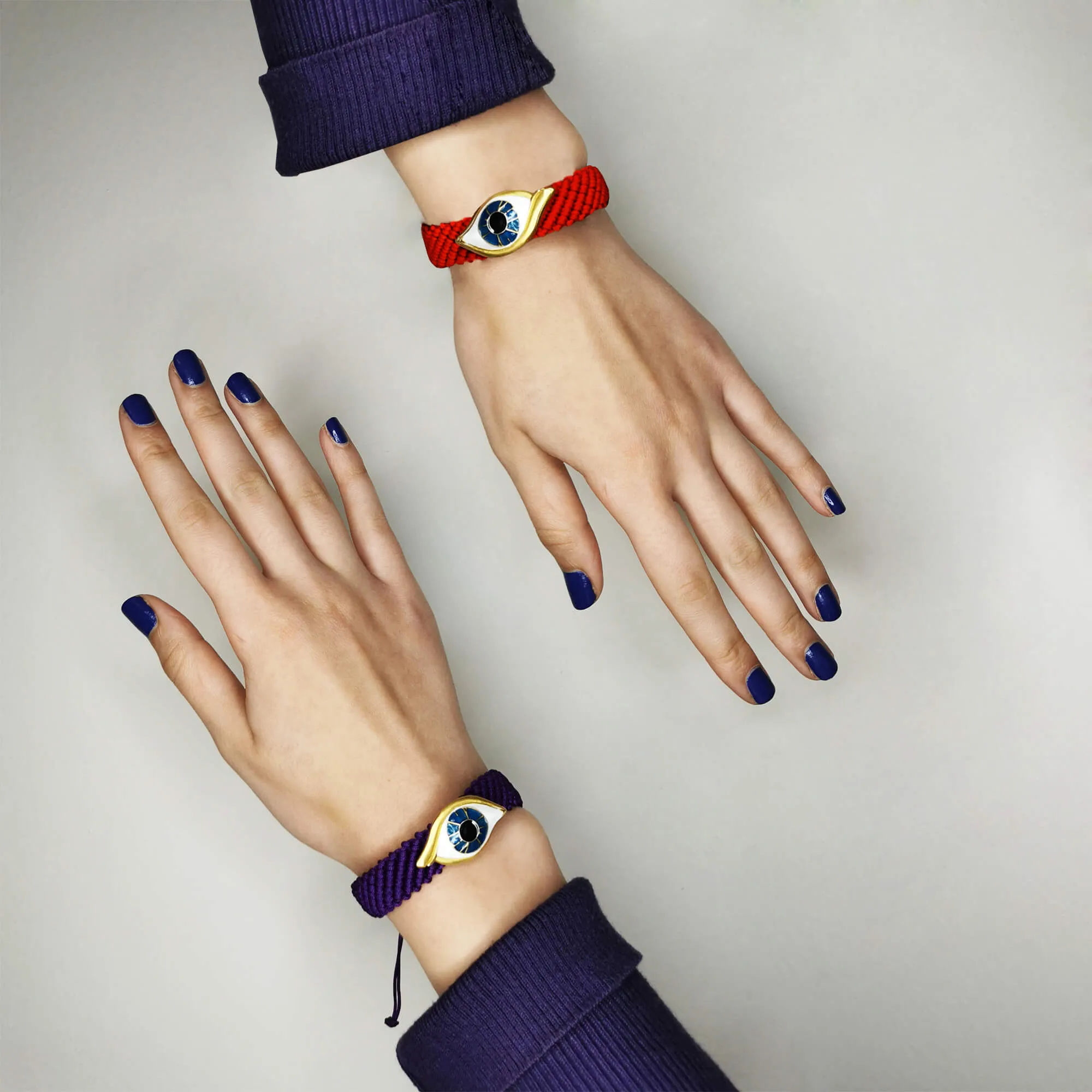 Purple Knitted Evil Eye Bracelet sold by Folklore Shop product image thumbnail 2