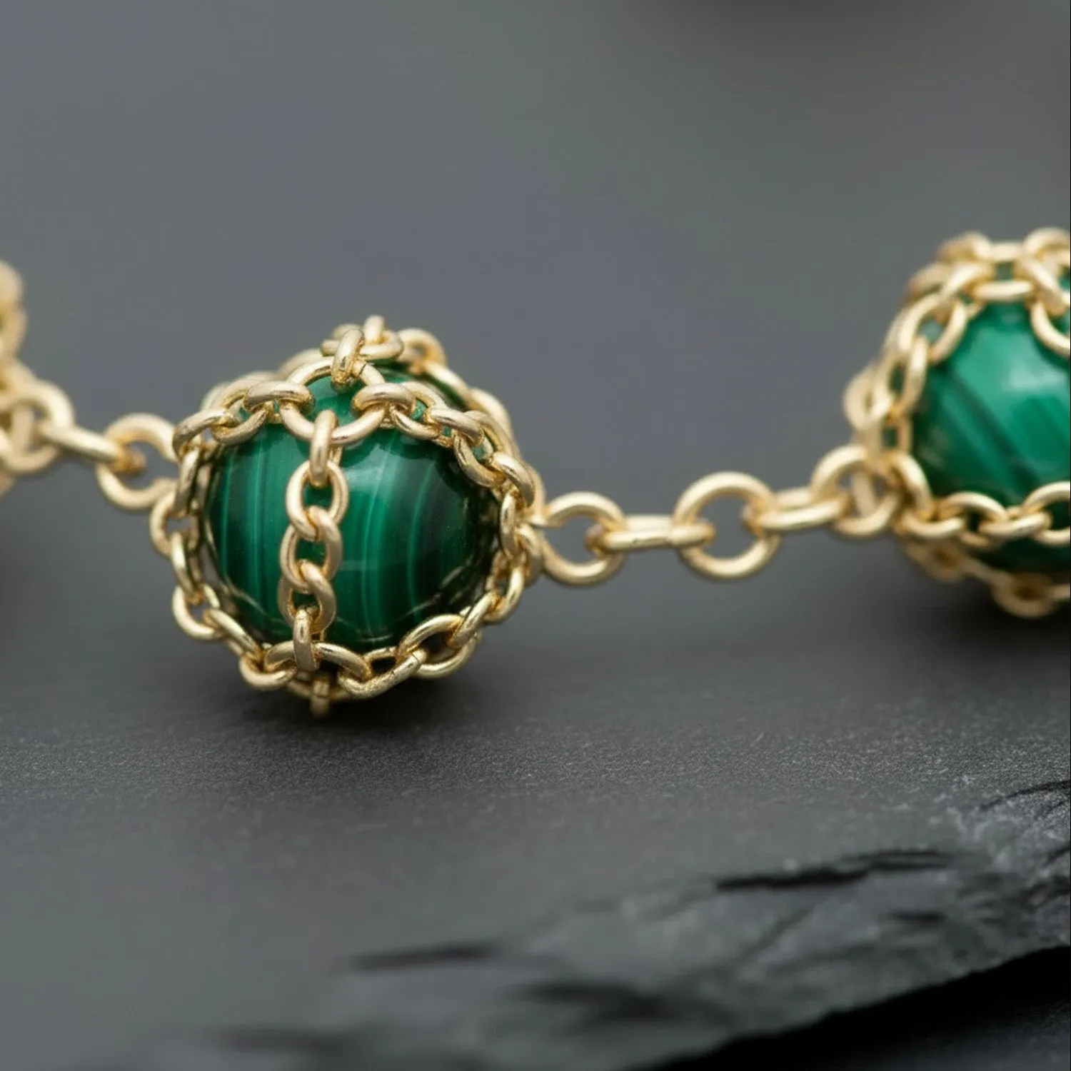 Caged Malachite 14k Gold Necklace sold by Folklore Shop product image thumbnail 4