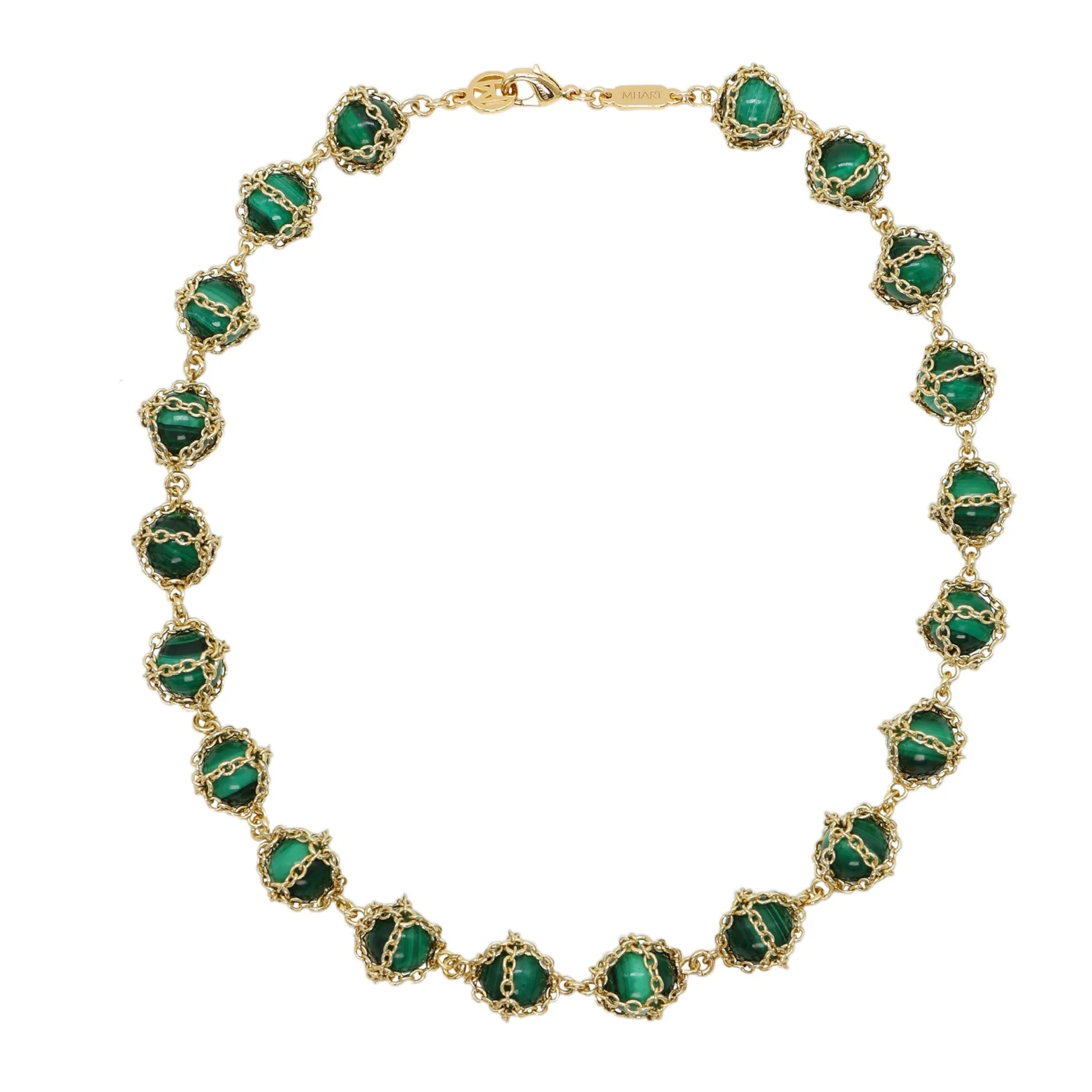 Caged Malachite 14k Gold Necklace sold by Folklore Shop