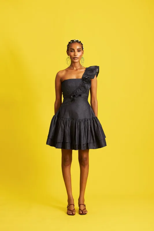 Hassana Denim Mini Dress made by Folklore Shop