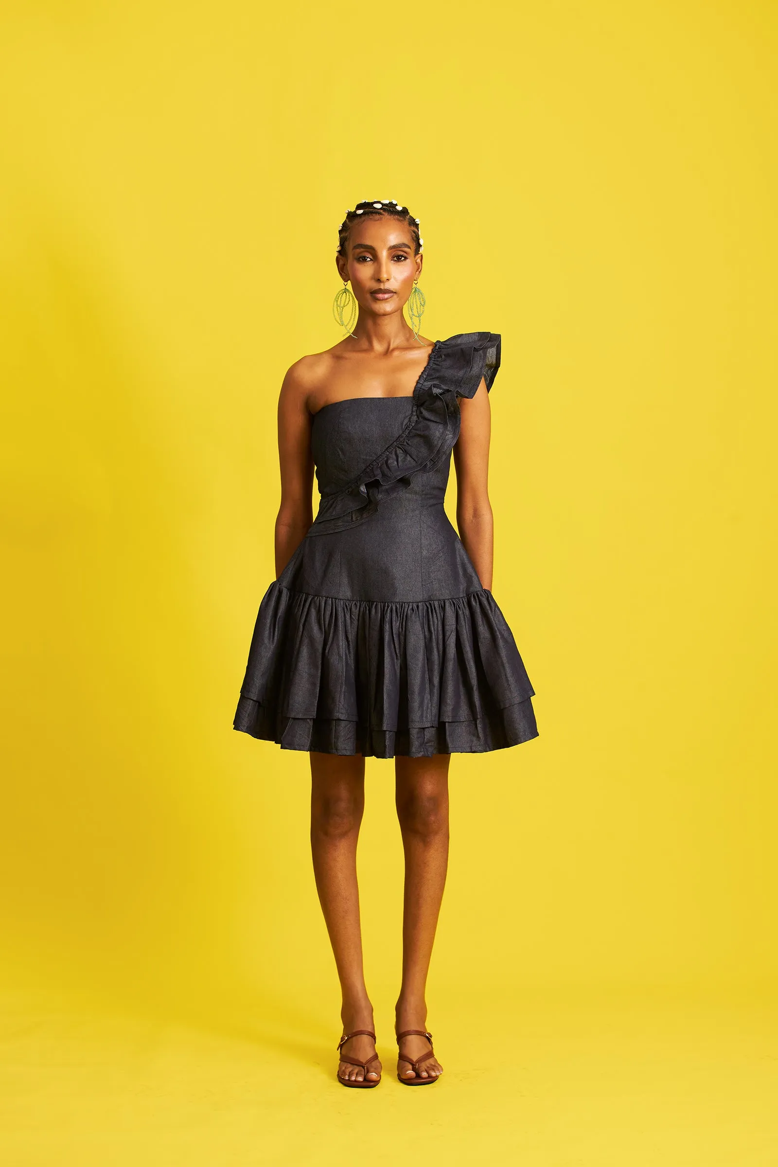 Hassana Denim Mini Dress sold by Folklore Shop