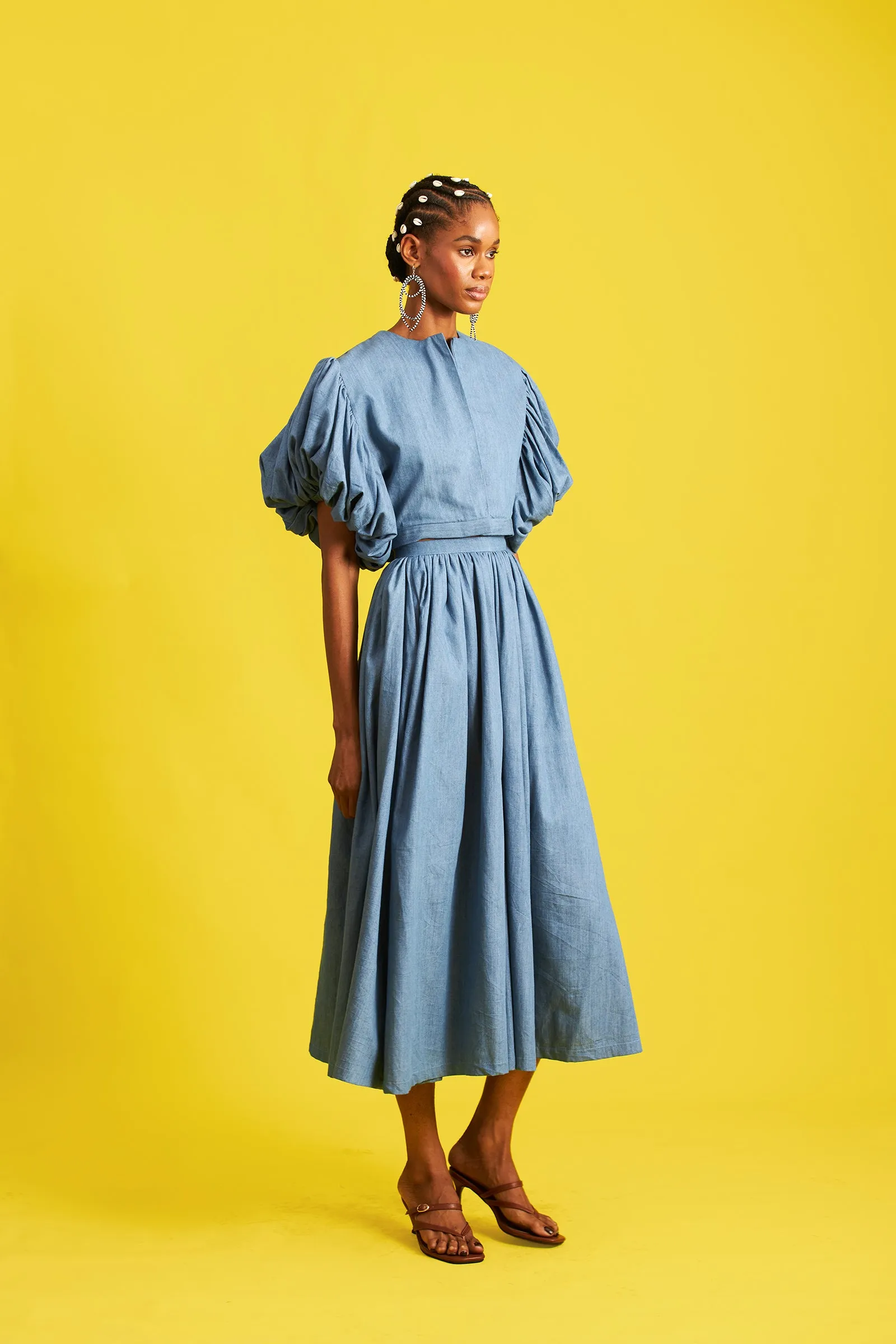 Binta Denim Top sold by Folklore Shop