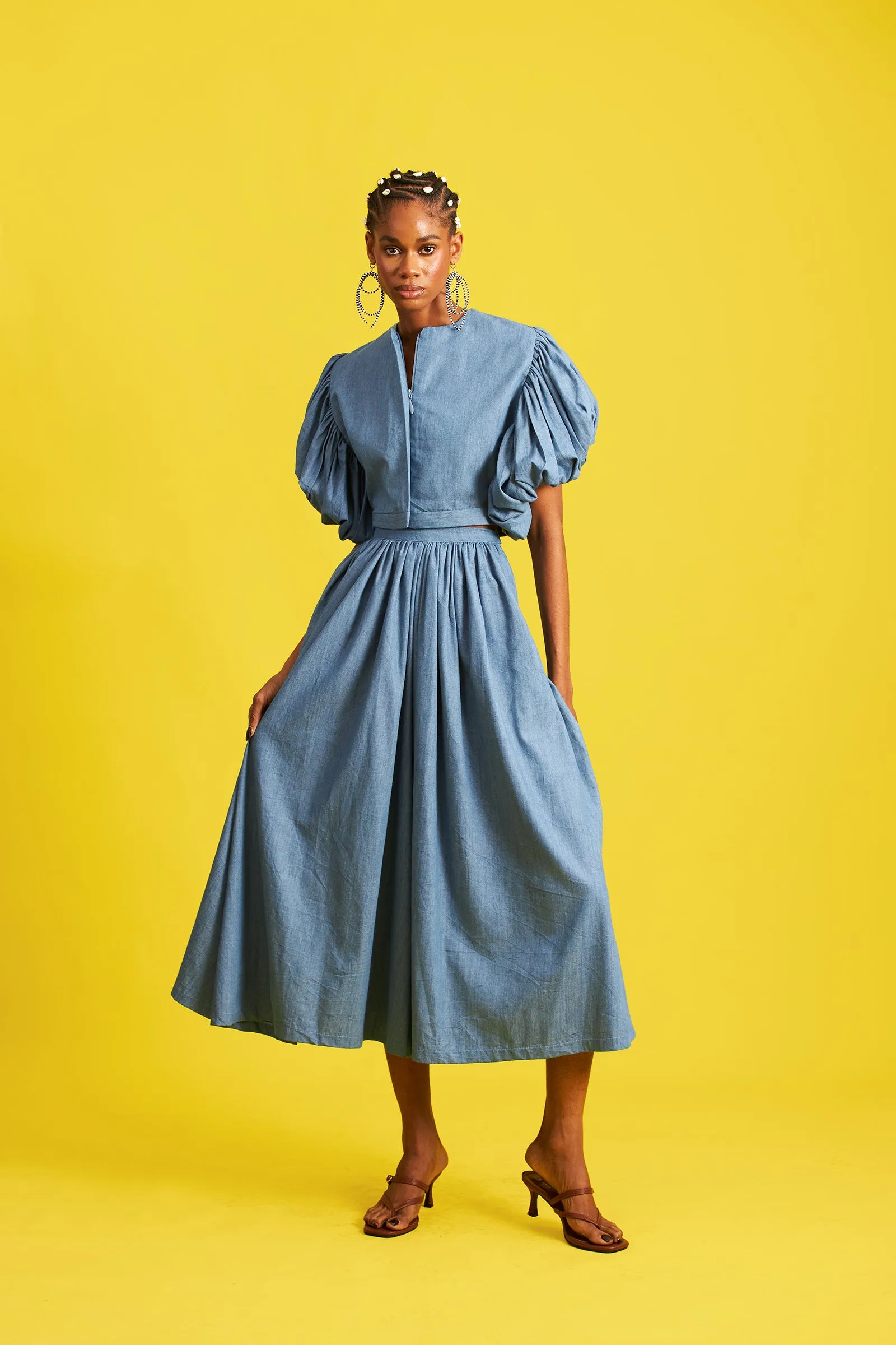 Binta Denim Top sold by Folklore Shop product image thumbnail 3